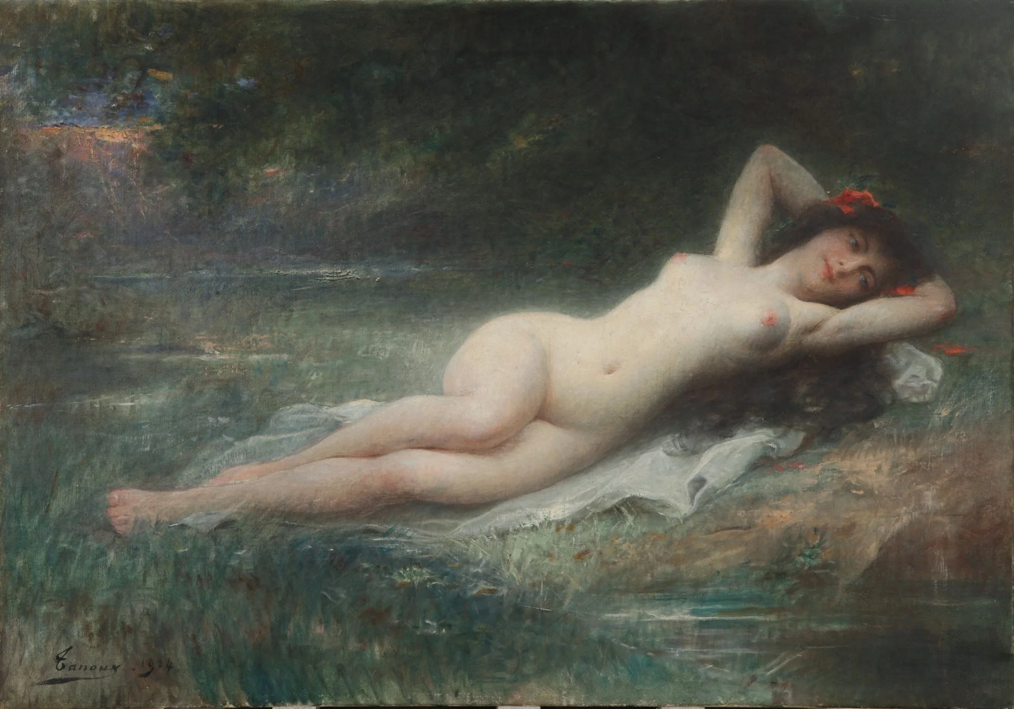 Nude, by Henri Adrien Tanoux, oil, 1904