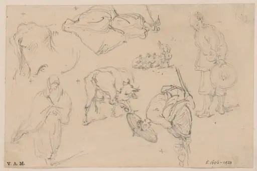 Chinese figures and cattle
