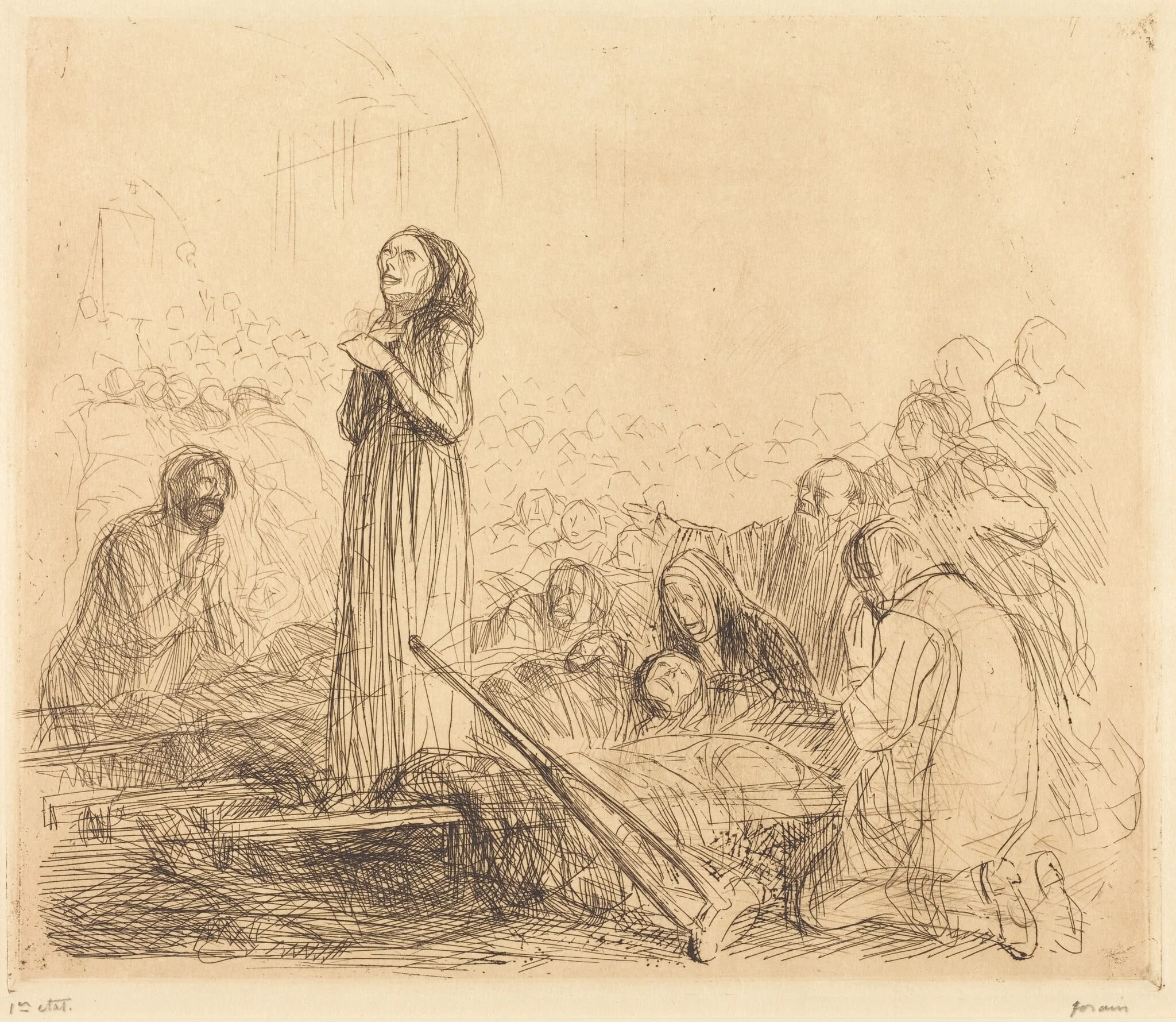 Lourdes, la miraculée (1ère planche) (Lourdes, the Miracle) (first plate)