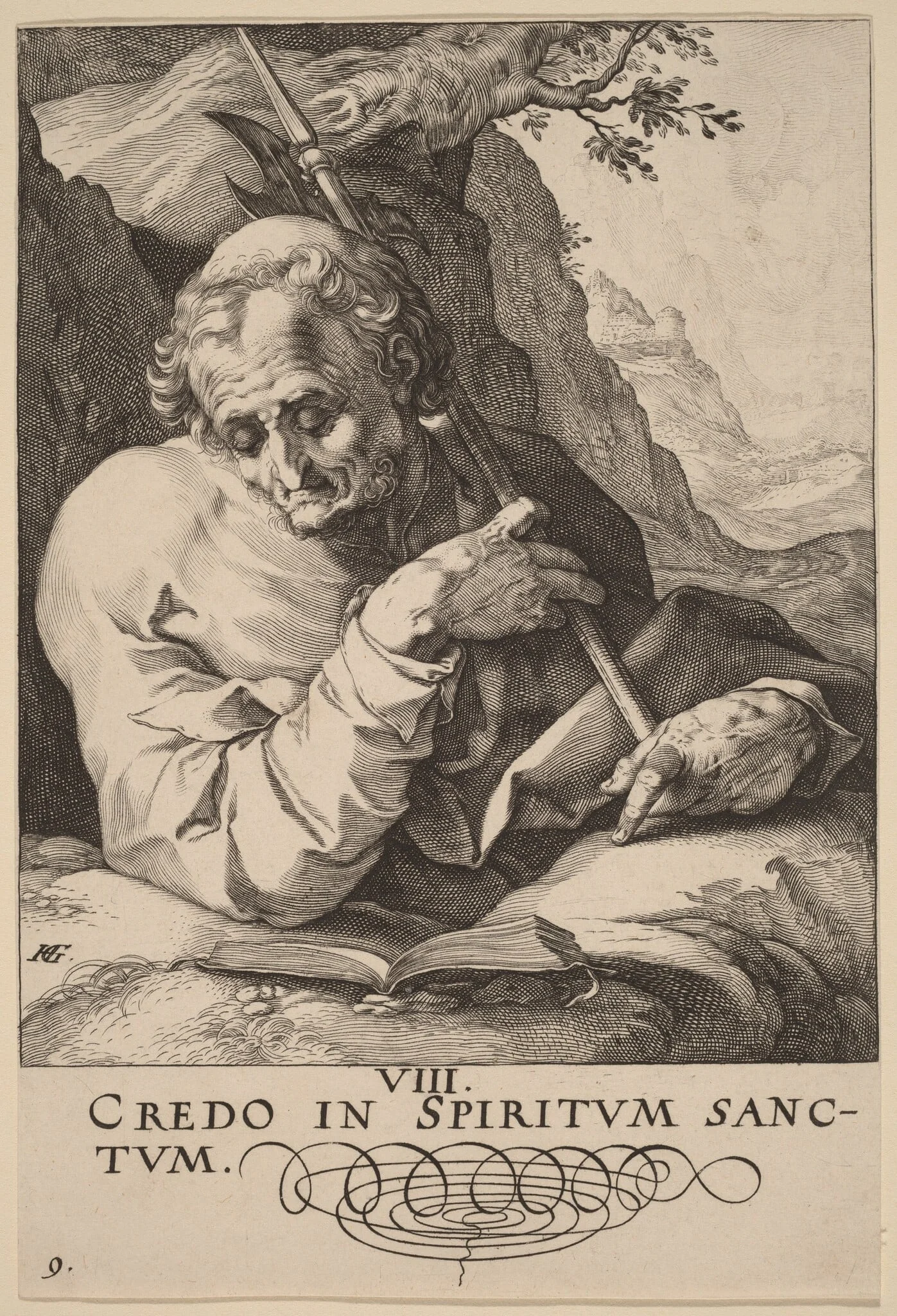 Saint Matthew, by Hendrik Goltzius, ink, 1589