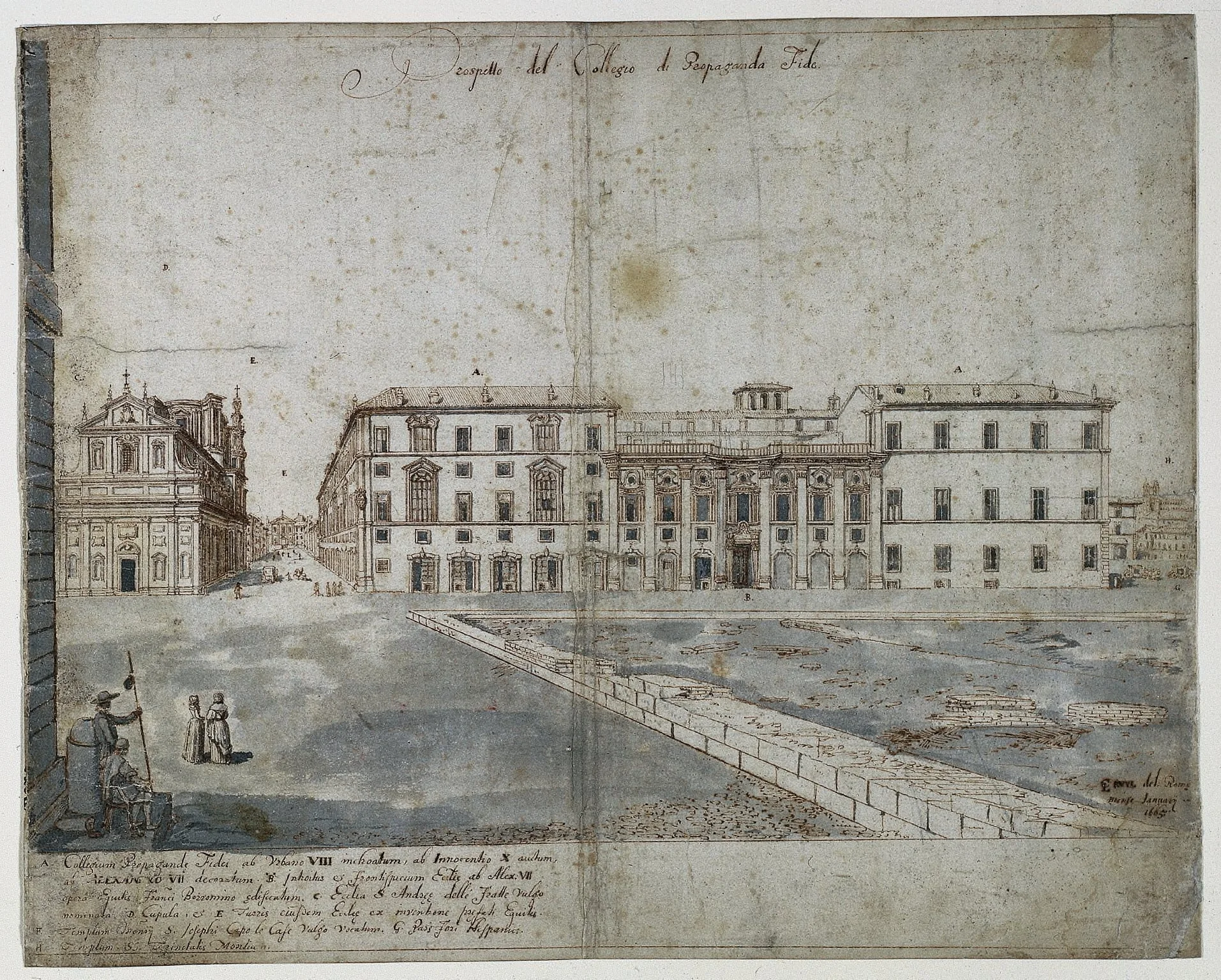 Eighteen Views of Rome: The Collegio di Propaganda Fide (recto)
