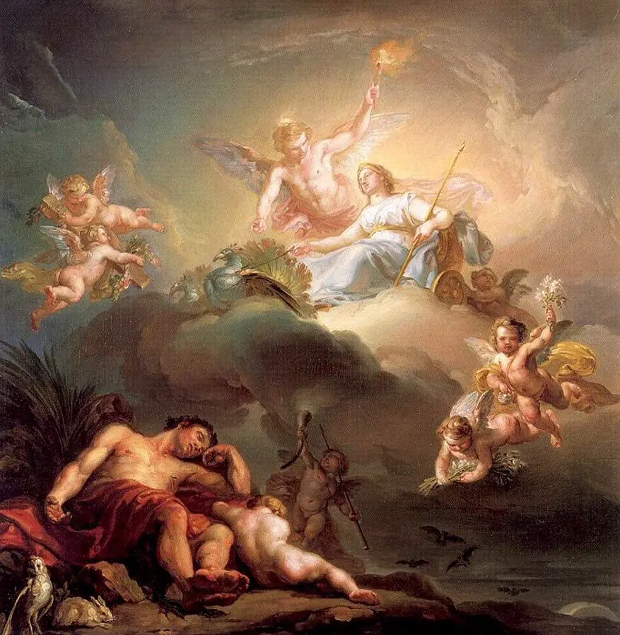 The Goddess Juno entering the Mansion of Sleep