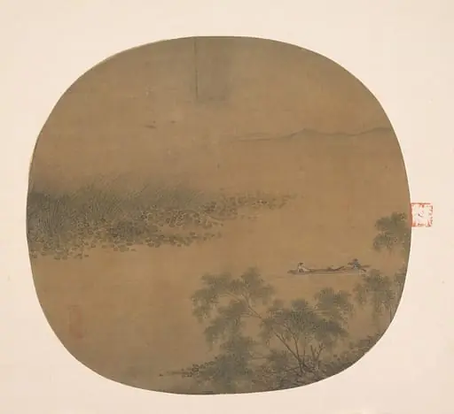 南宋  佚名  泛舟柳塘圖  團扇|Boating by a Willow Bank