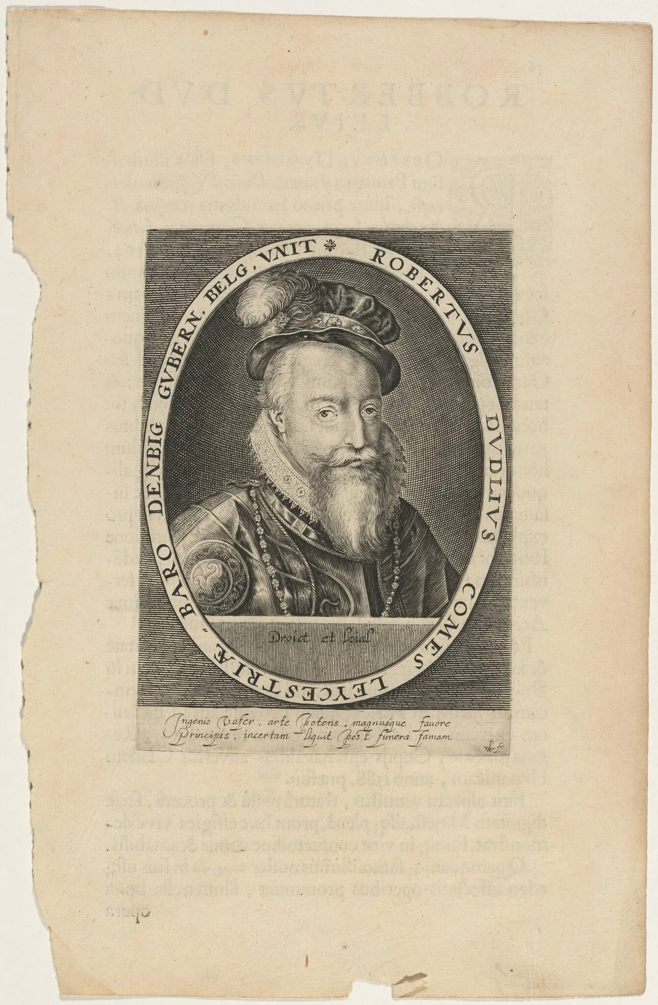 Robert Dudley, Earl of Leicester, by Willem de Passe, ink, 1620