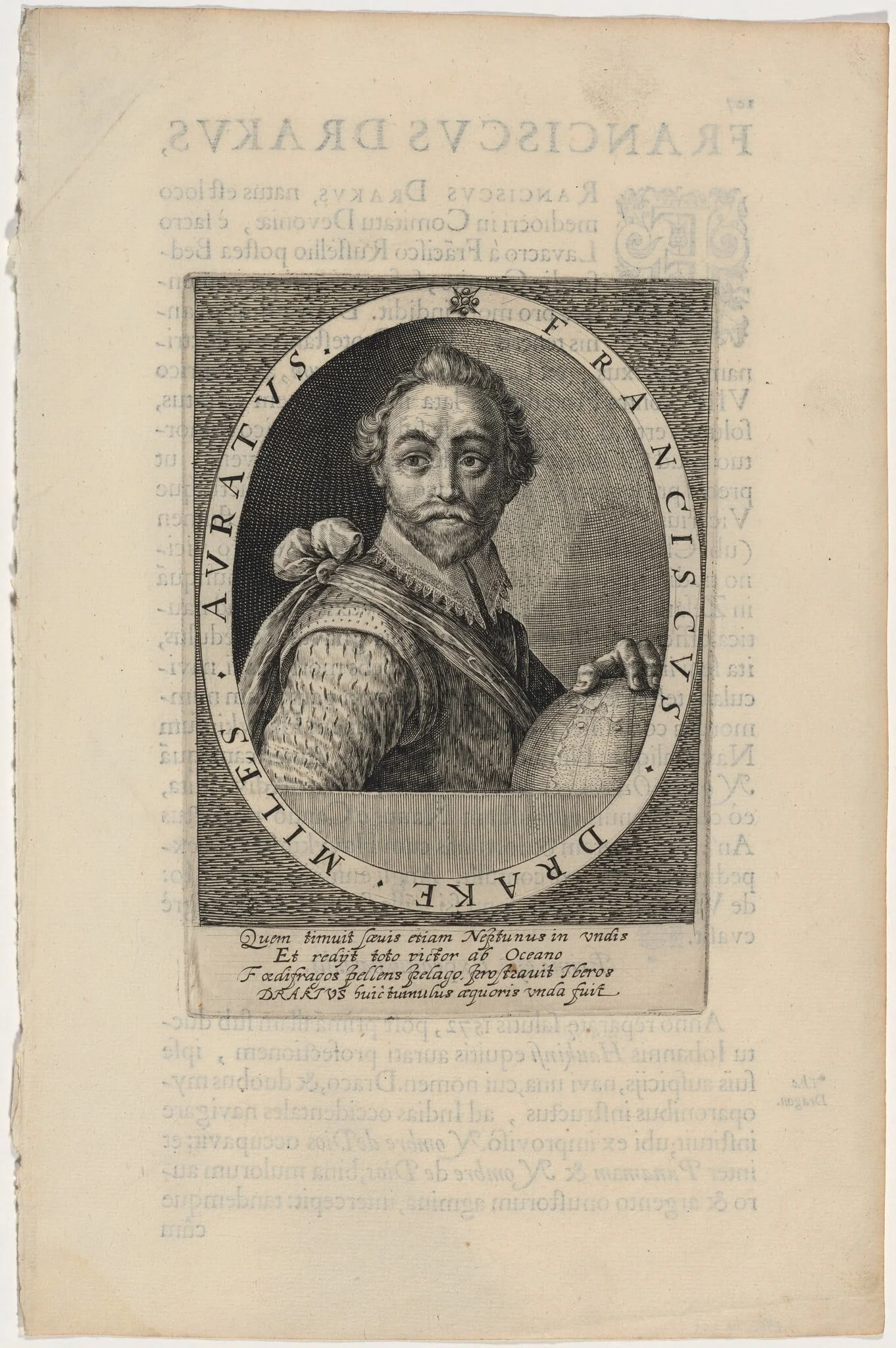 Sir Francis Drake, by Willem de Passe, ink, 1620