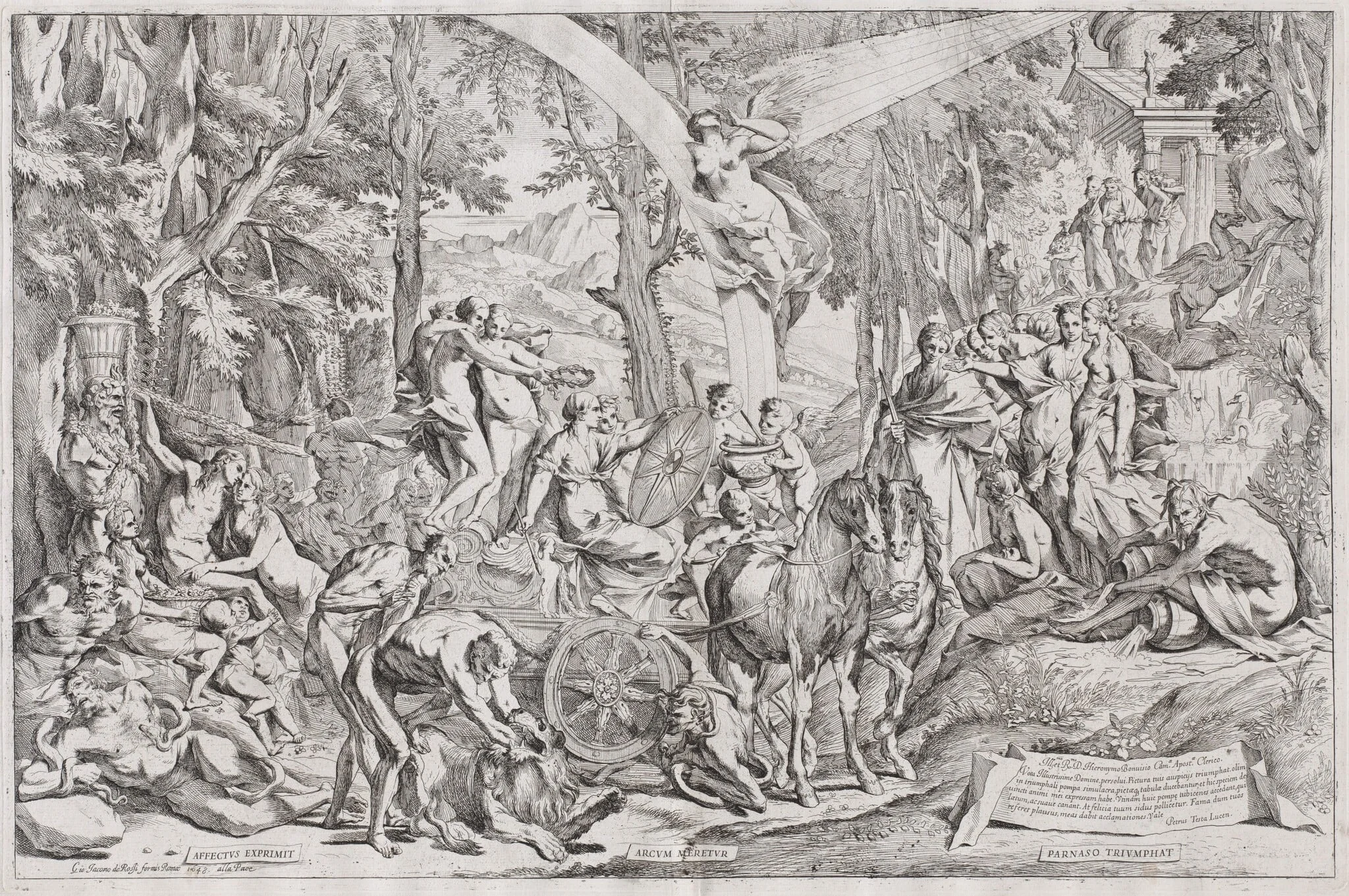 The Triumph of Painting on Parnassus, by Pietro Testa, ink, 1646