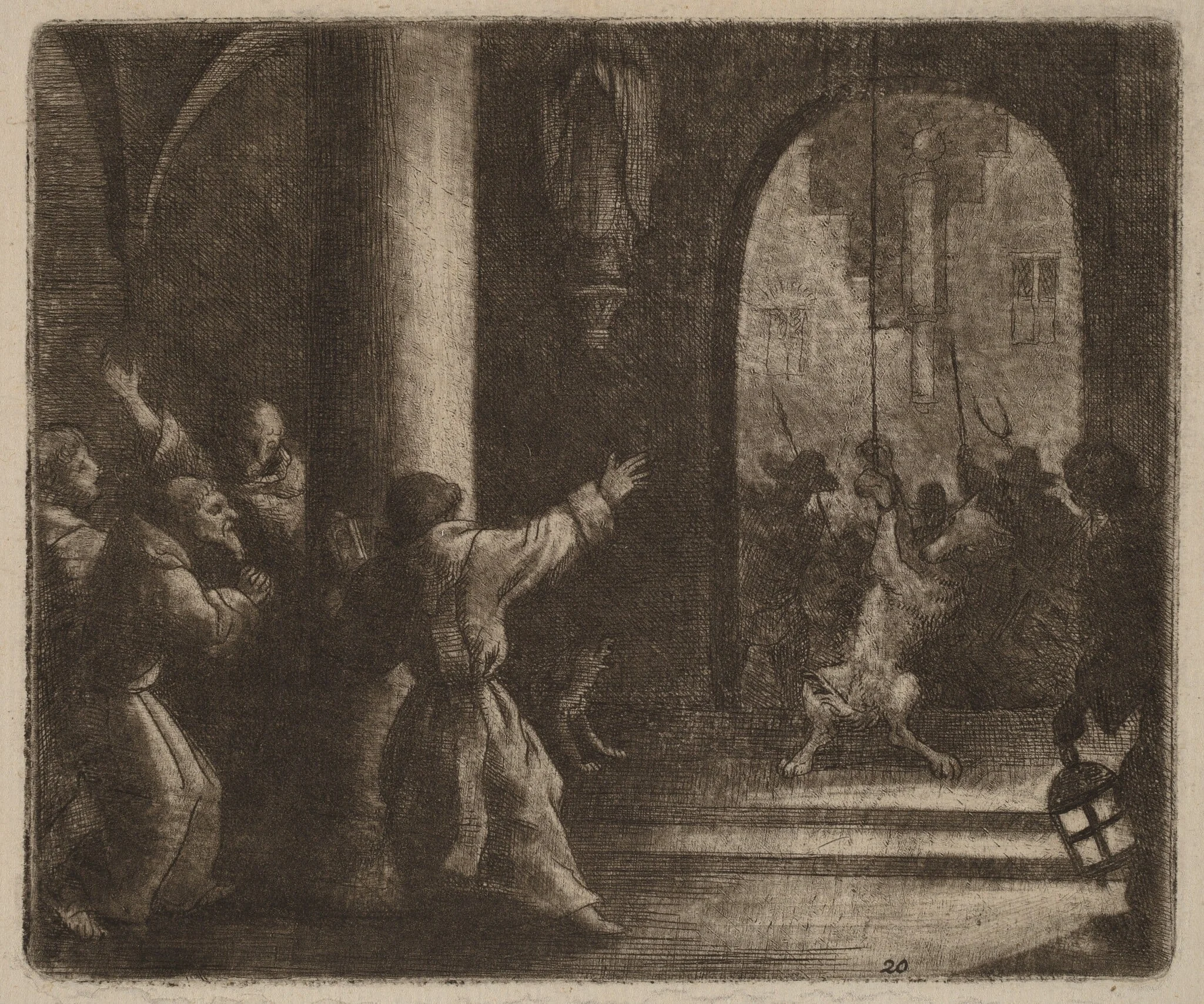 The Wolf and the Convent Bell, by Allart van Everdingen, ink, 1650