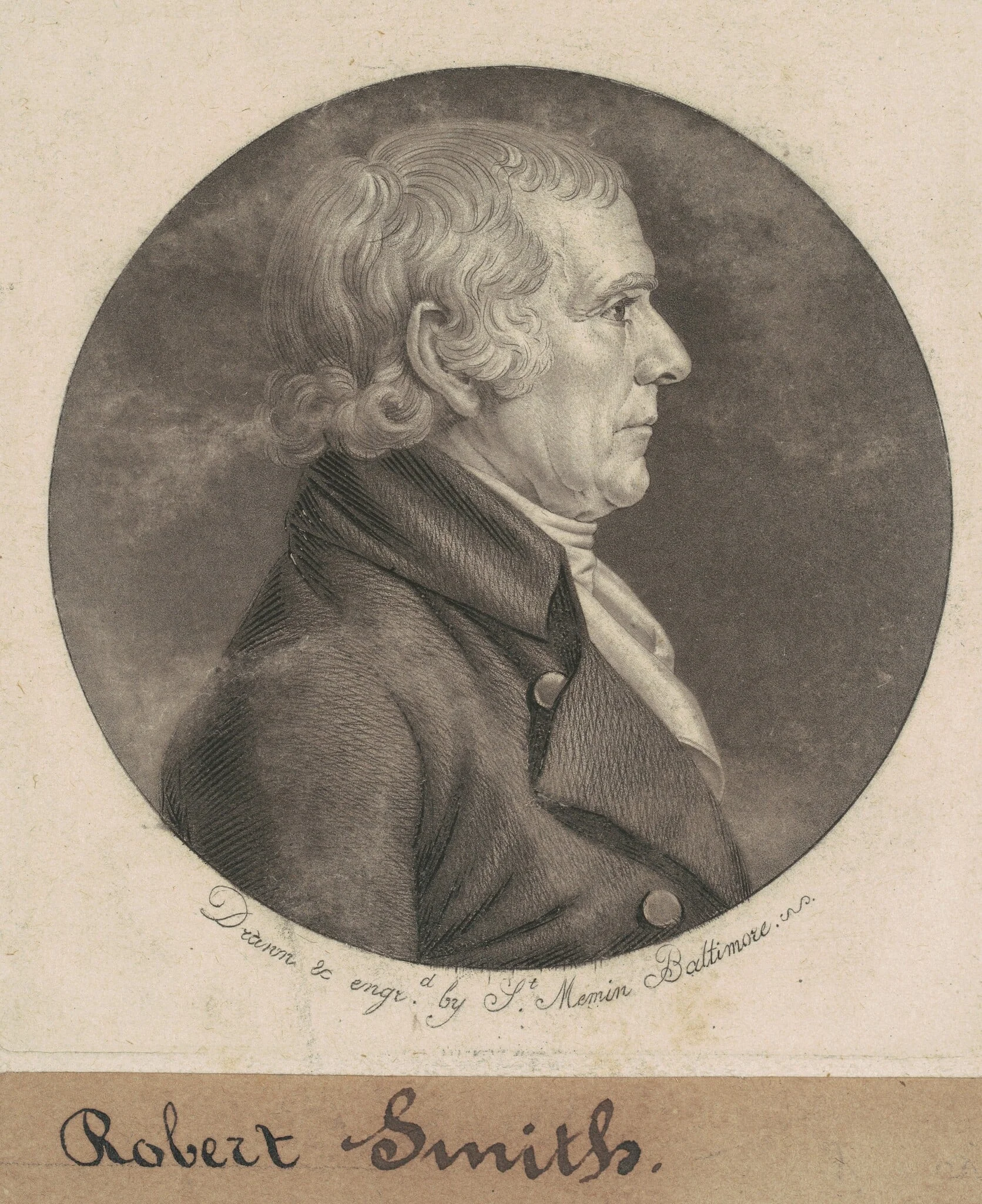 Isaac Smith II, by Charles Balthazar Julien Févret de Saint-Mémin, ink, 1803