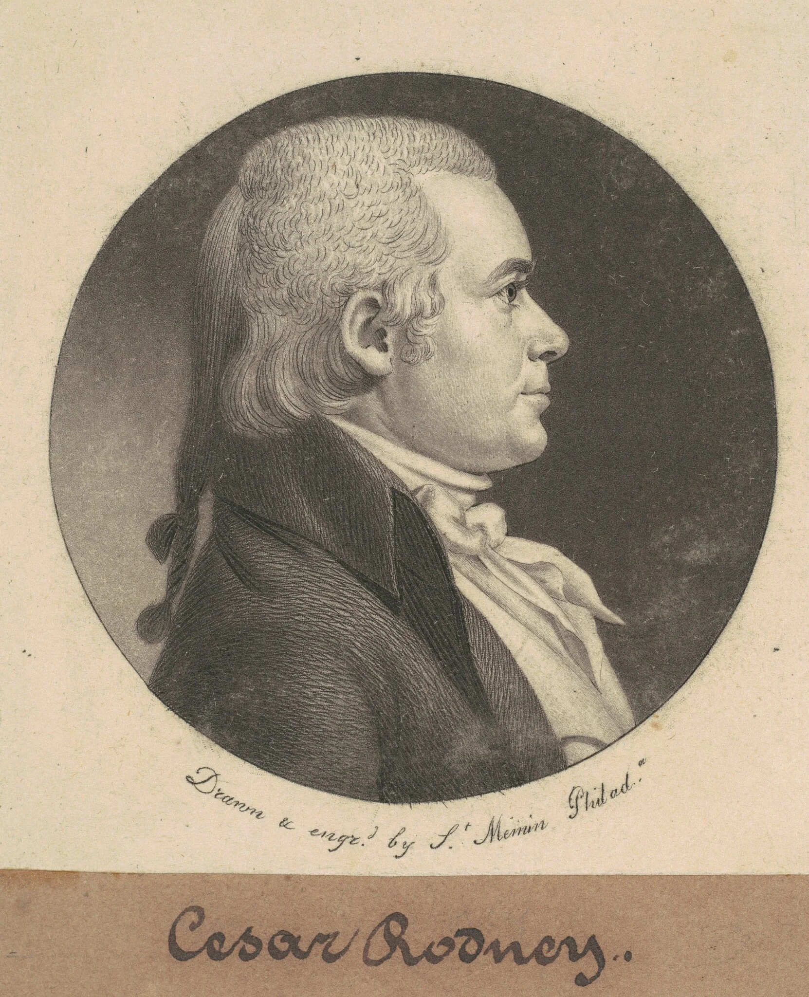 Caesar Augustus Rodney, by Charles Balthazar Julien Févret de Saint-Mémin, ink, 1800