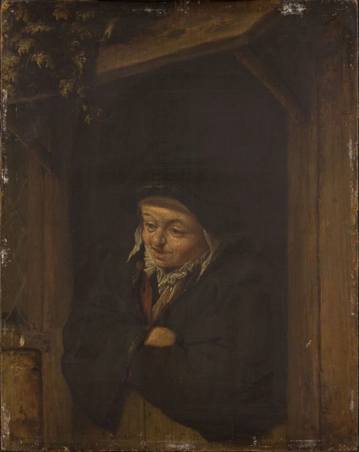 Woman Leaning out a Half-Door