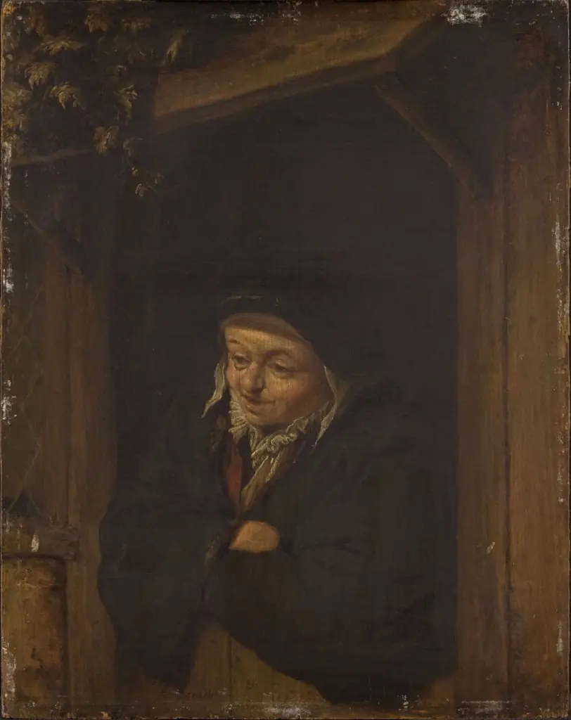Woman Leaning out a Half-Door