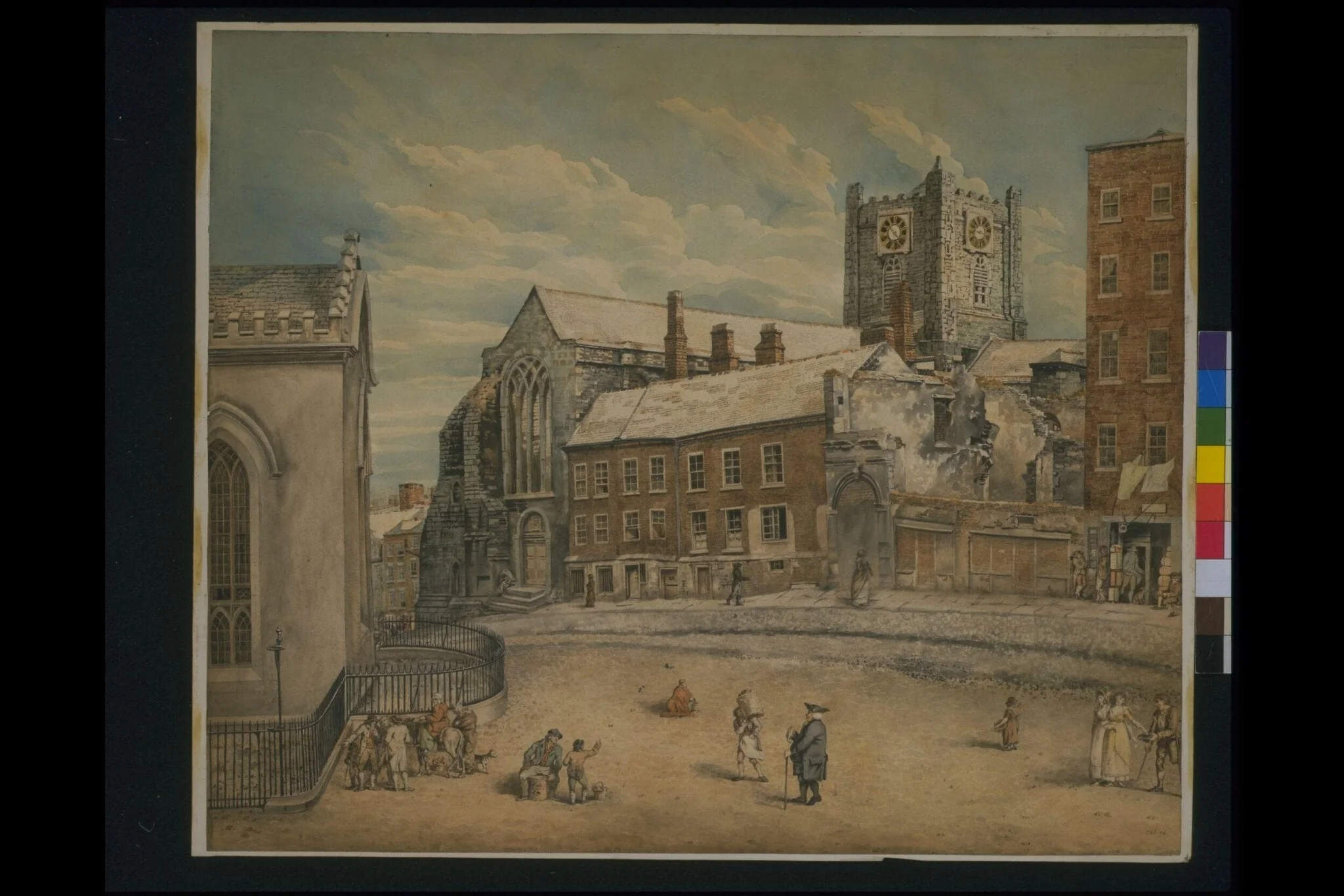 South view of Christ Church, Dublin, by George Grattan, watercolor, 1850