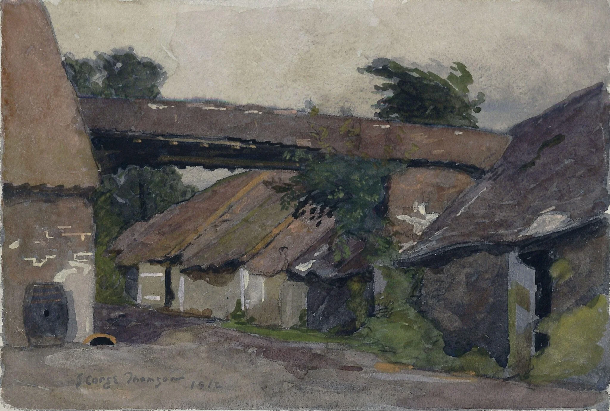 Tile Works, Samer, Pas-de-Calais, by George Thomson, watercolor, 1912