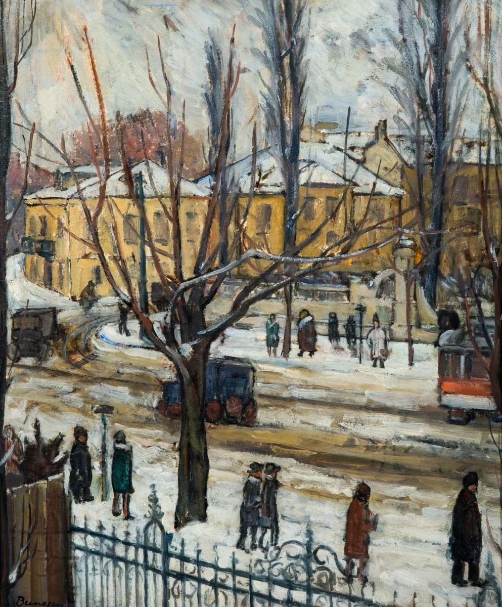 Vedere din București, iarna (Bulevardul Brătianu), by Marius Bunescu, 1927