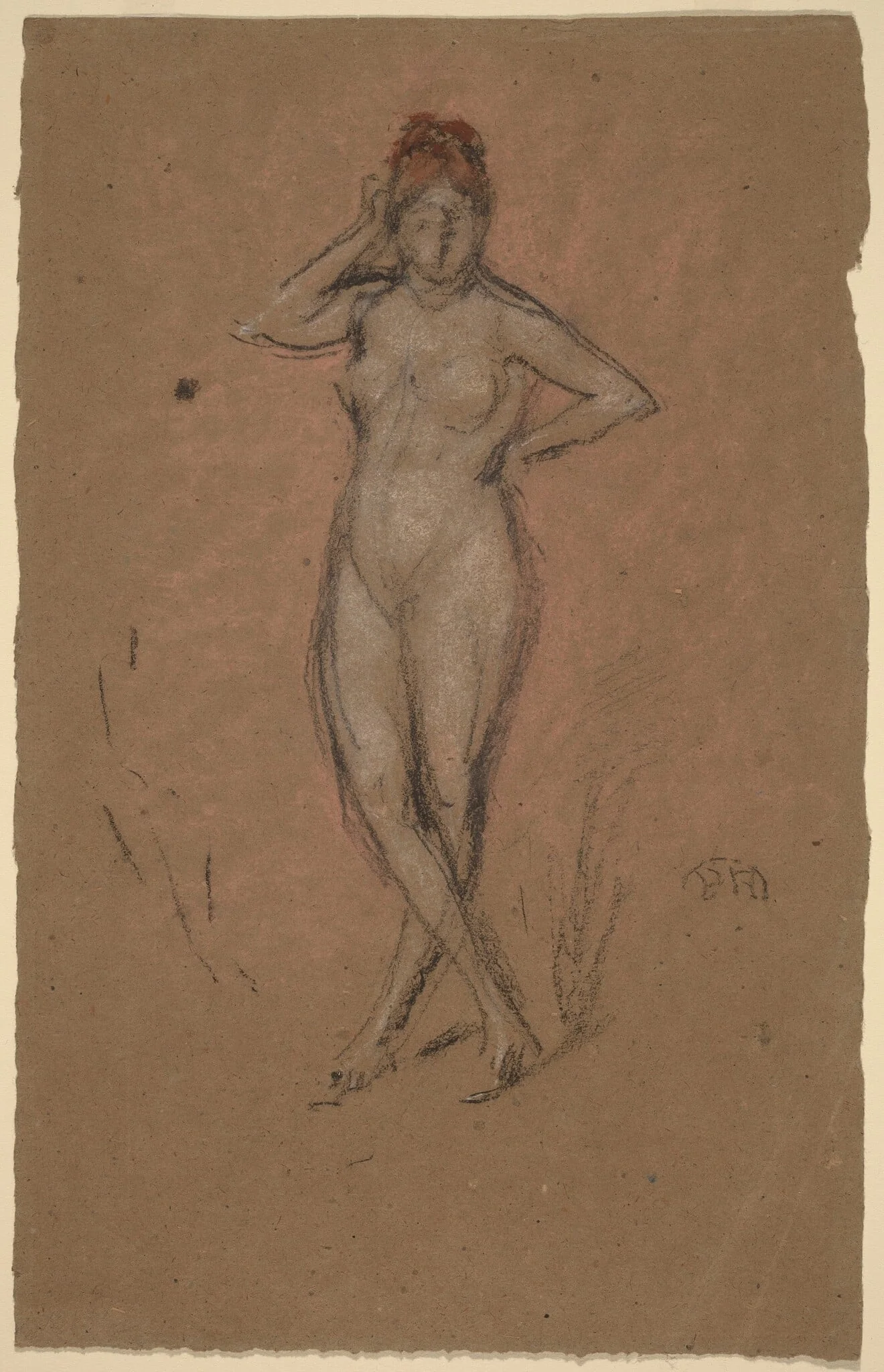 Nude Standing with Legs Crossed, by James McNeill Whistler, chalk, 1878