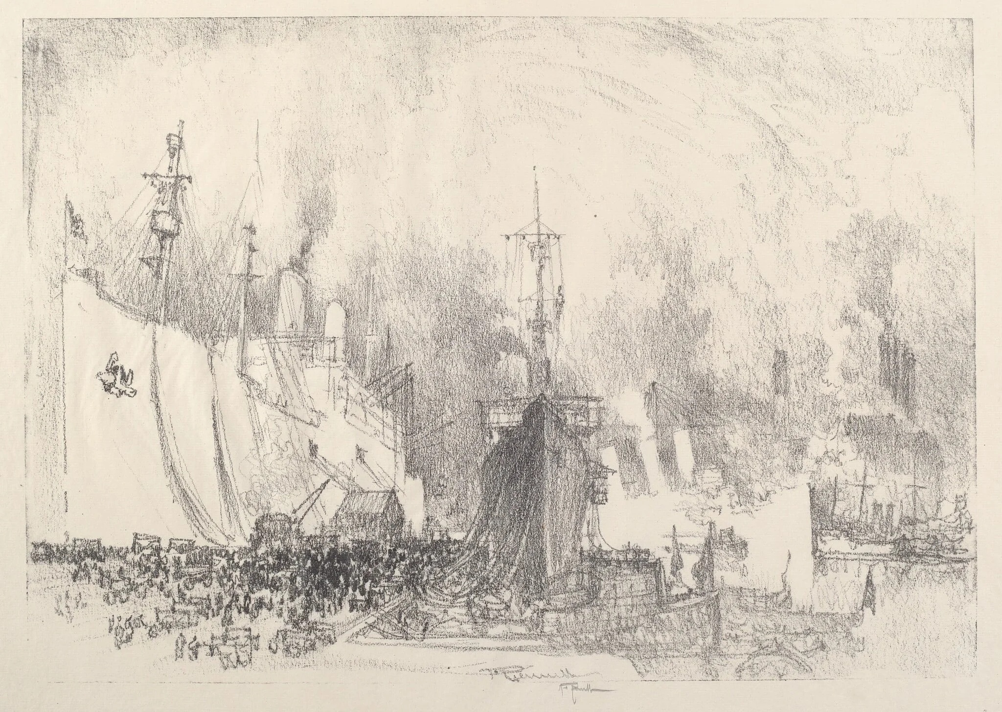 The Transports, by Joseph Pennell, ink, 1917