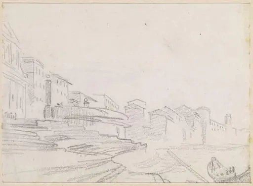 Buildings along a Riverside [verso]