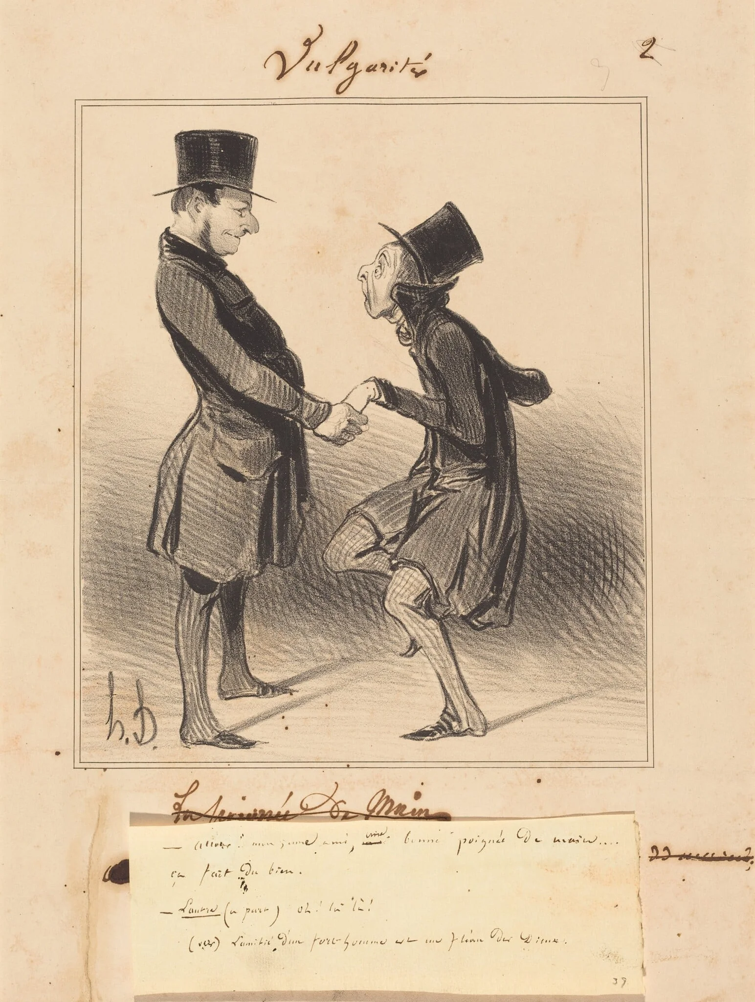 Allons! mon jeune ami, une bonne poignée..., by Honoré Daumier, ink, 1841