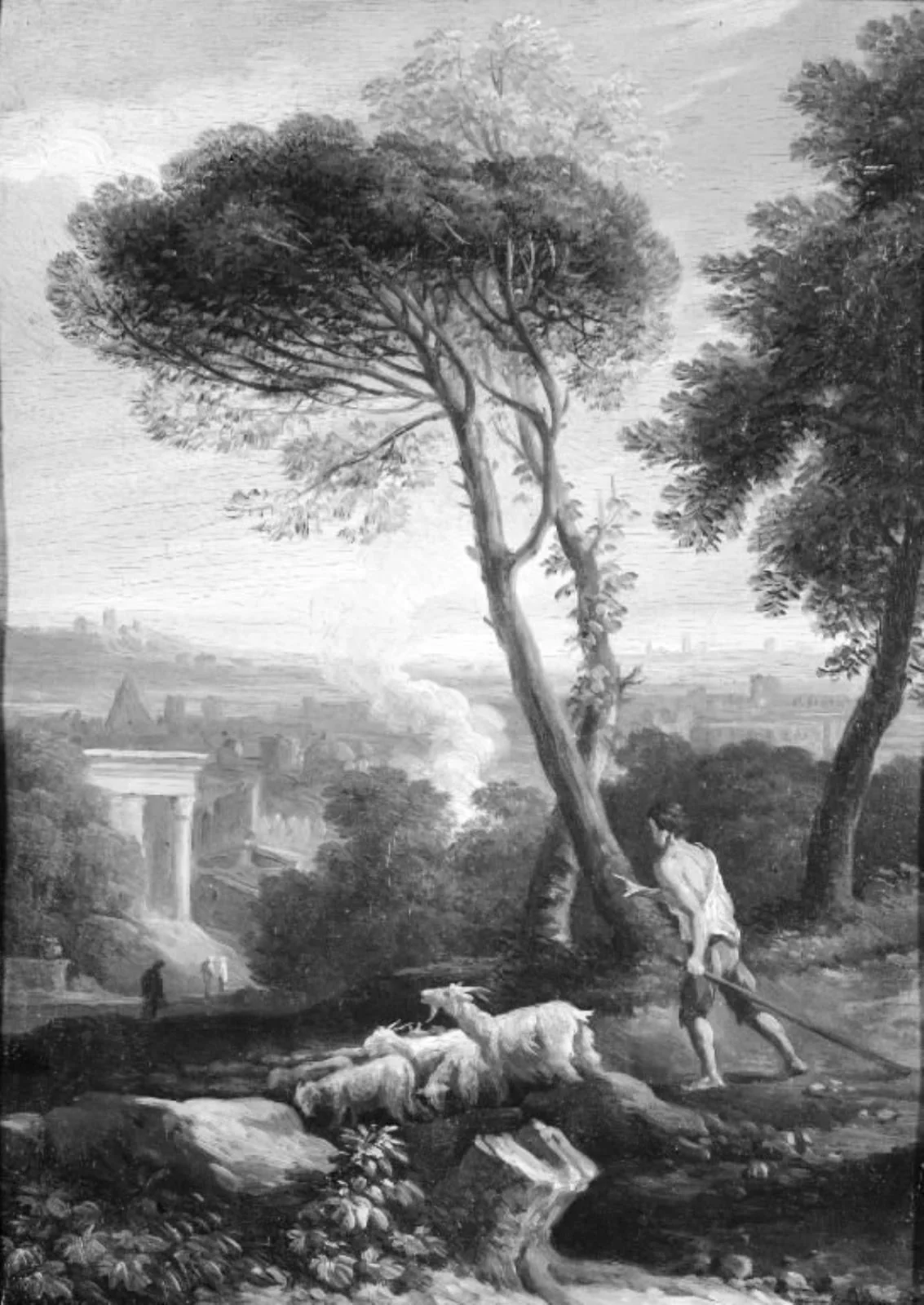 Italian Landscape with Shepherds, by Unknown, unspecified, 1713
