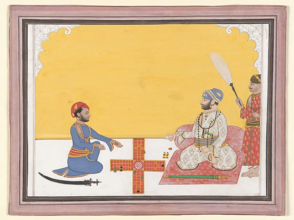 Maharaja Sovan Singh playing pachisi