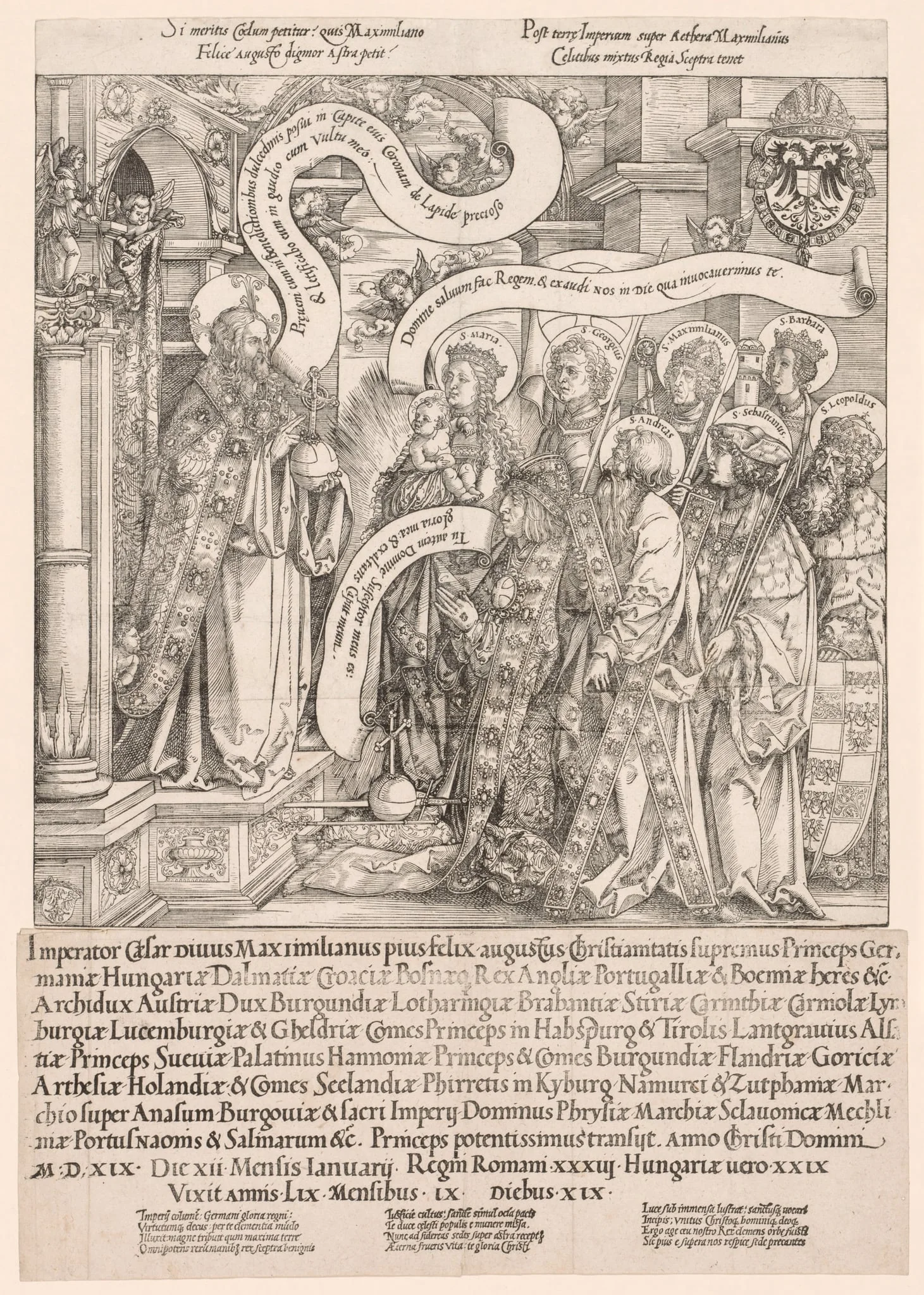 Maximilian Presented by His Patron Saints to the Almighty, by Hans Springinklee, 1519