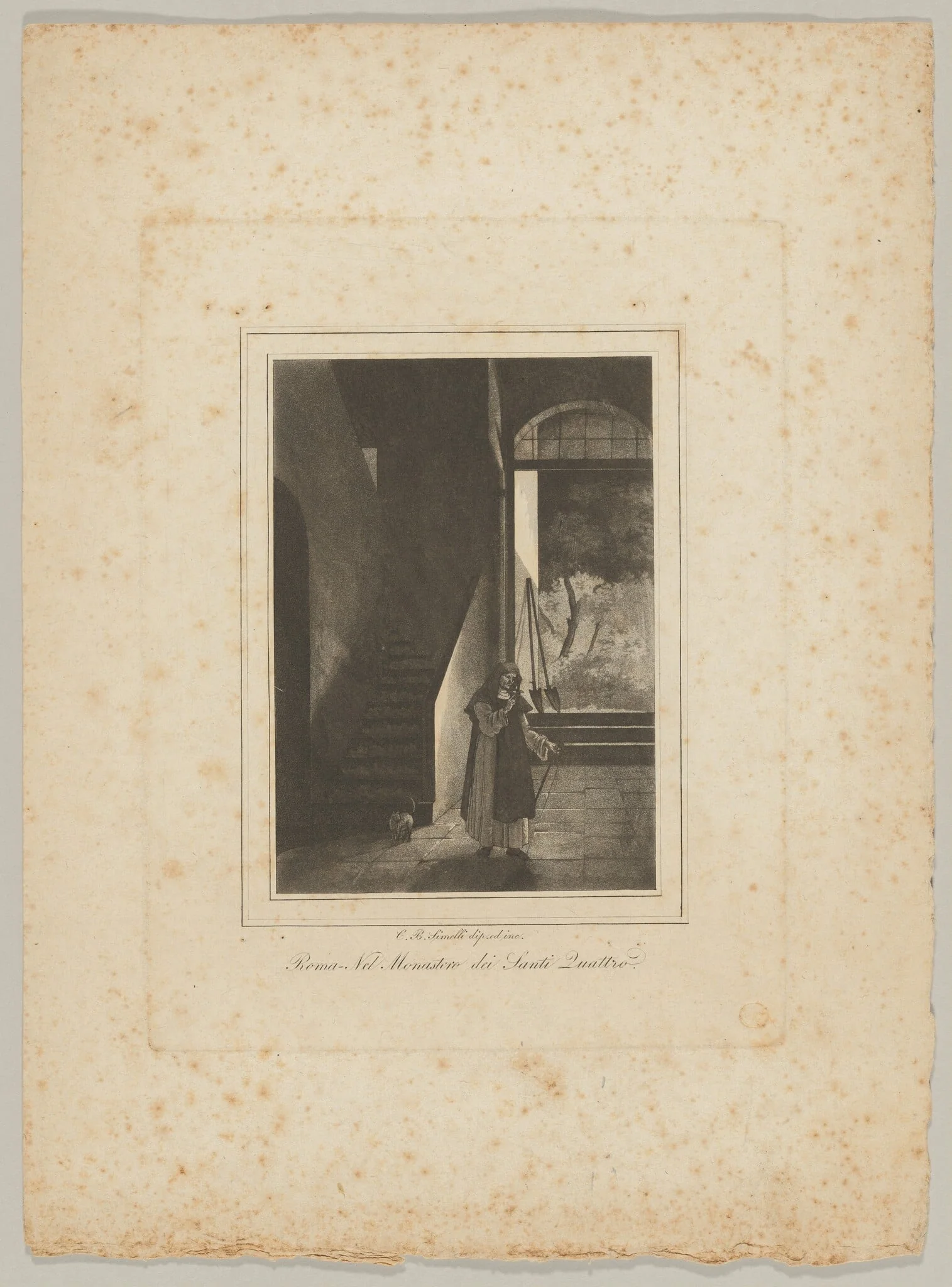 Nel Monastero dei Santi Quattro (In the Monastery of the Four Saints), by Carlo Baldassare Simelli, ink, 1840
