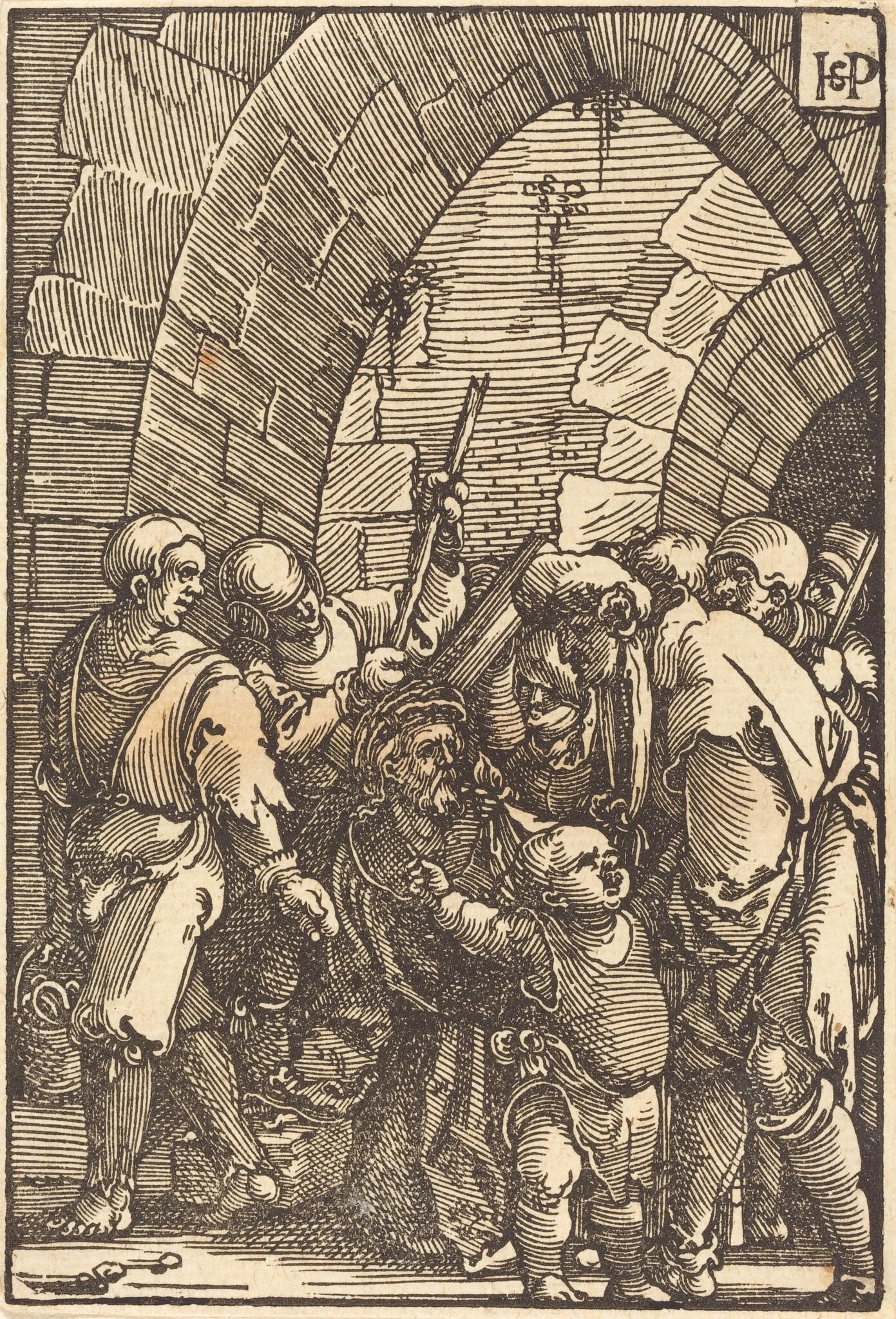 Christ Bearing the Cross, by Sebald Beham, ink, 1521