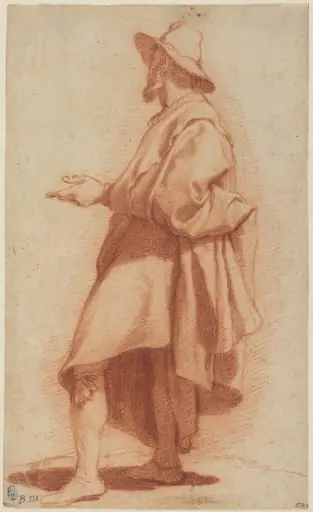 Standing Man Wearing a Cloak and Hat
