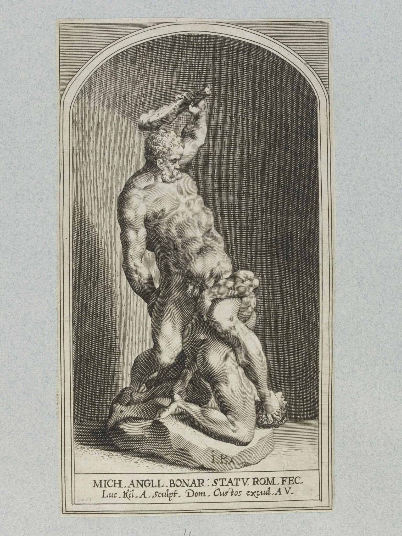 Hercules Killing Cacus, by Lucas Kilian, 1650