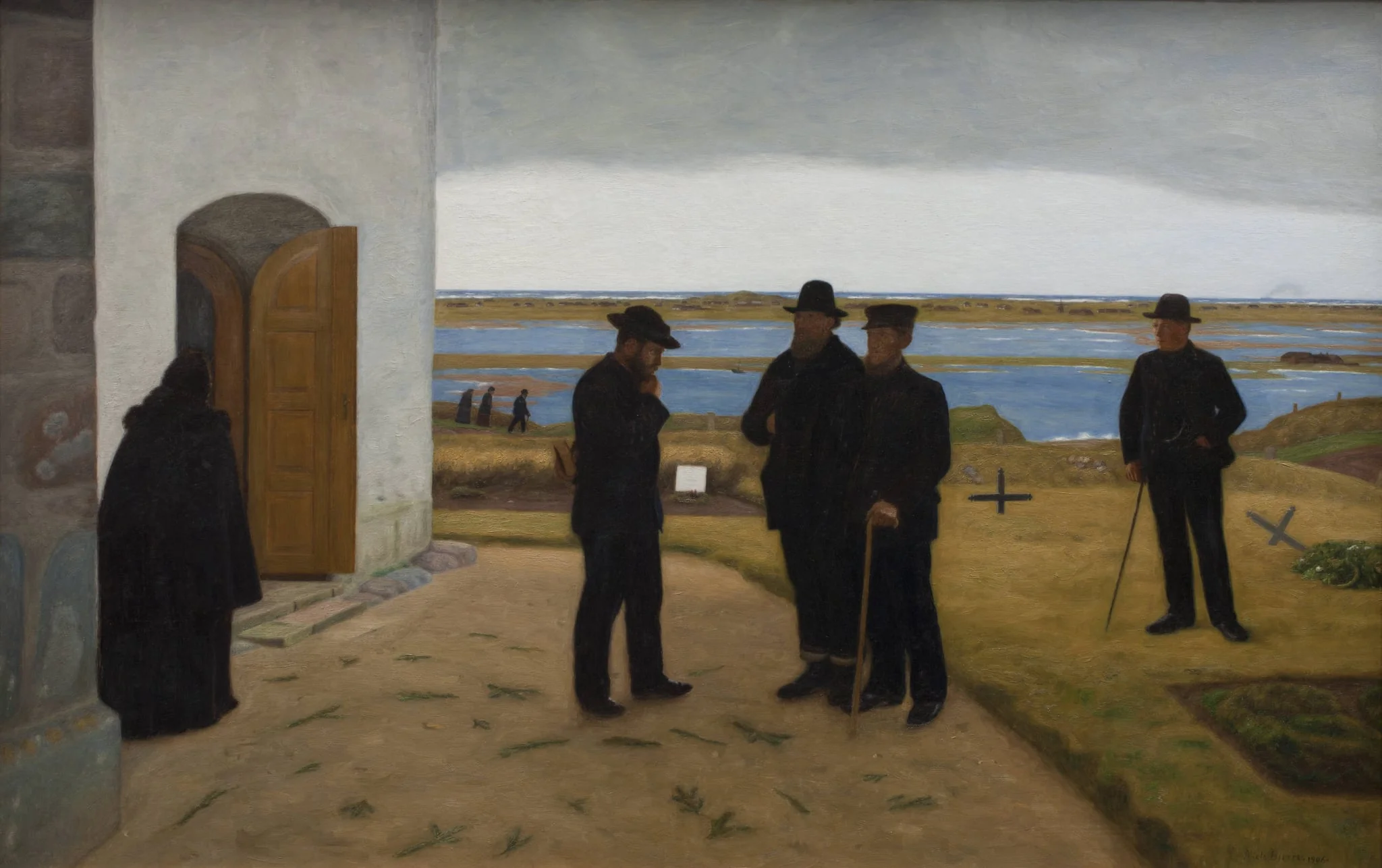 People outside a Church. Harboøre, Jutland, by Unknown, 1906