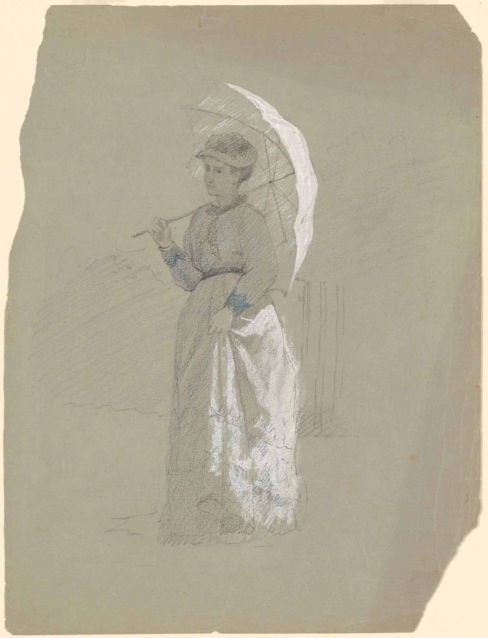 Woman with Parasol, by Perry, Enoch Wood, Jr., gouache, 1870