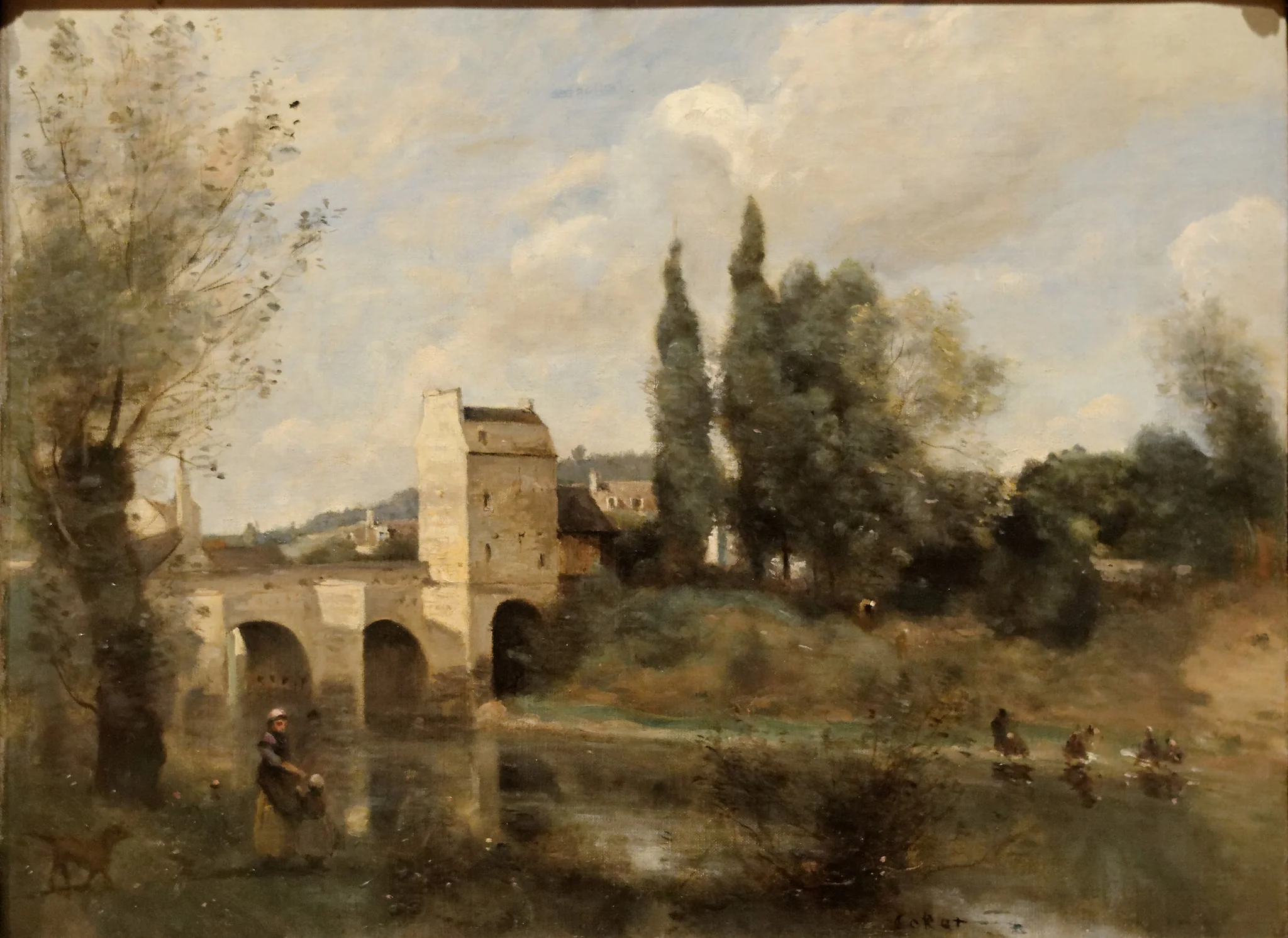 The Bridge at Mantes, by Jean Baptiste Camille Corot, oil, 1869