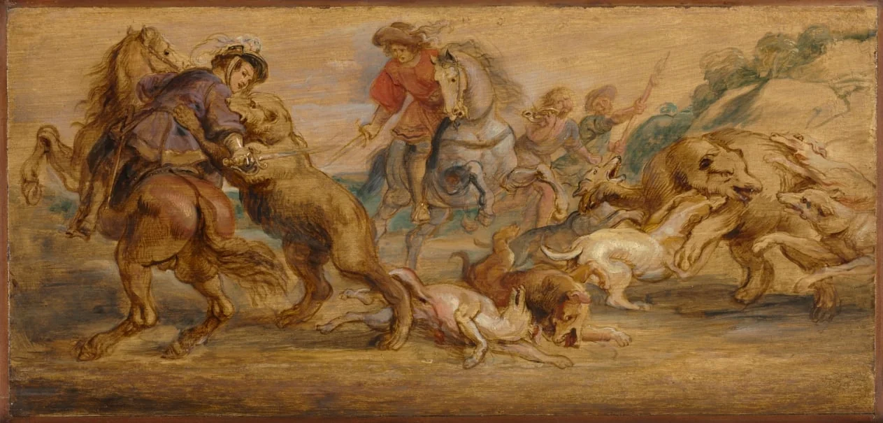 Study for "The Bear Hunt" (for the Alcázar, Madrid), by Peter Paul Rubens, unspecified, 1639