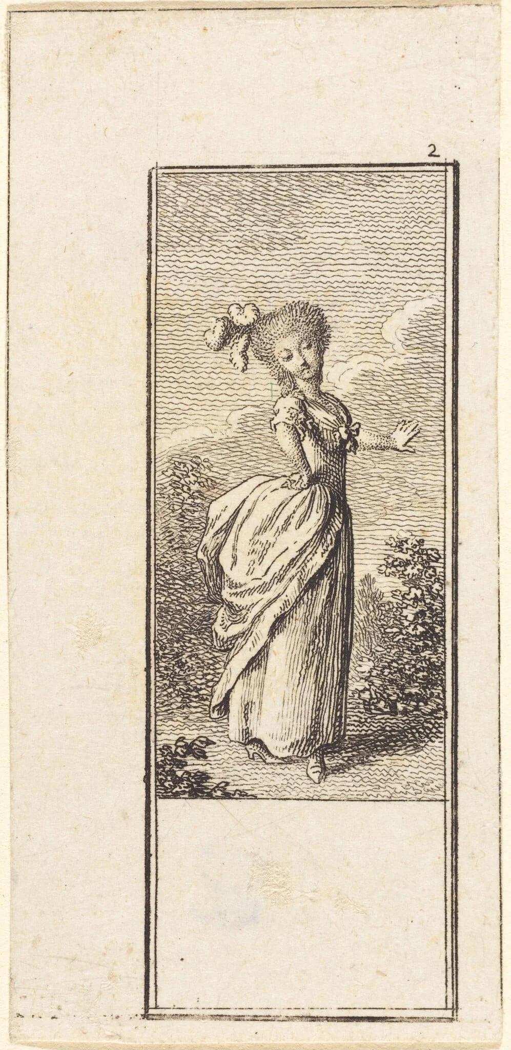 Girl with an Ostrich Feather Headdress, by Daniel Nikolaus Chodowiecki, ink, 1784