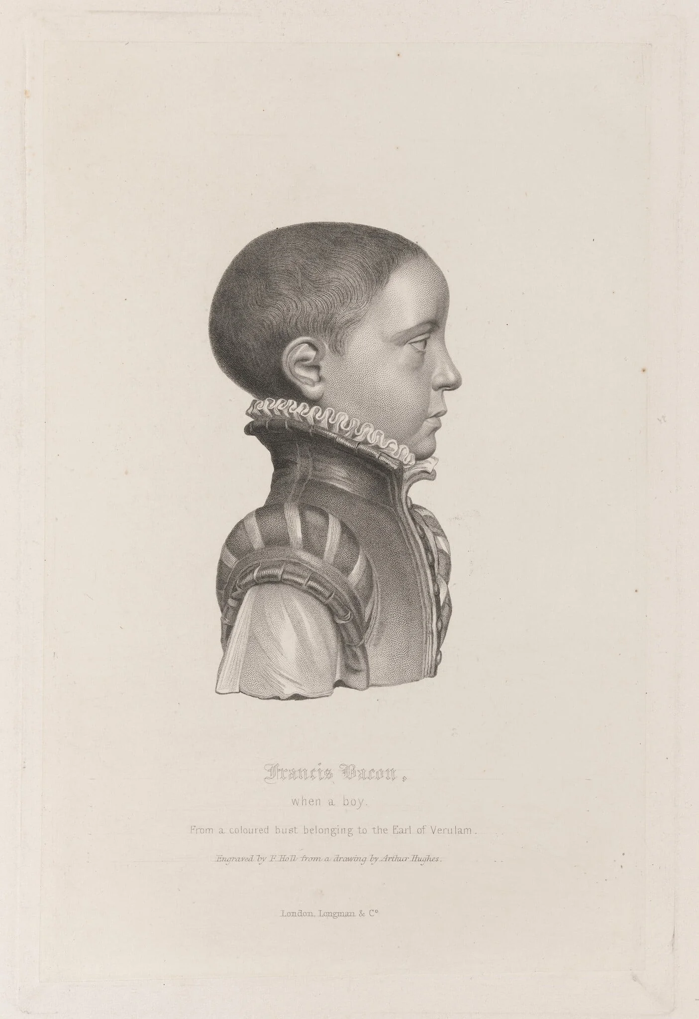 Francis Bacon When a Boy, by Francis Holl, ink, 1850