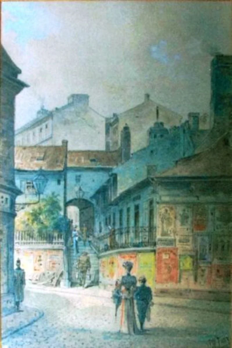 Peisaj citadin cu figuri
