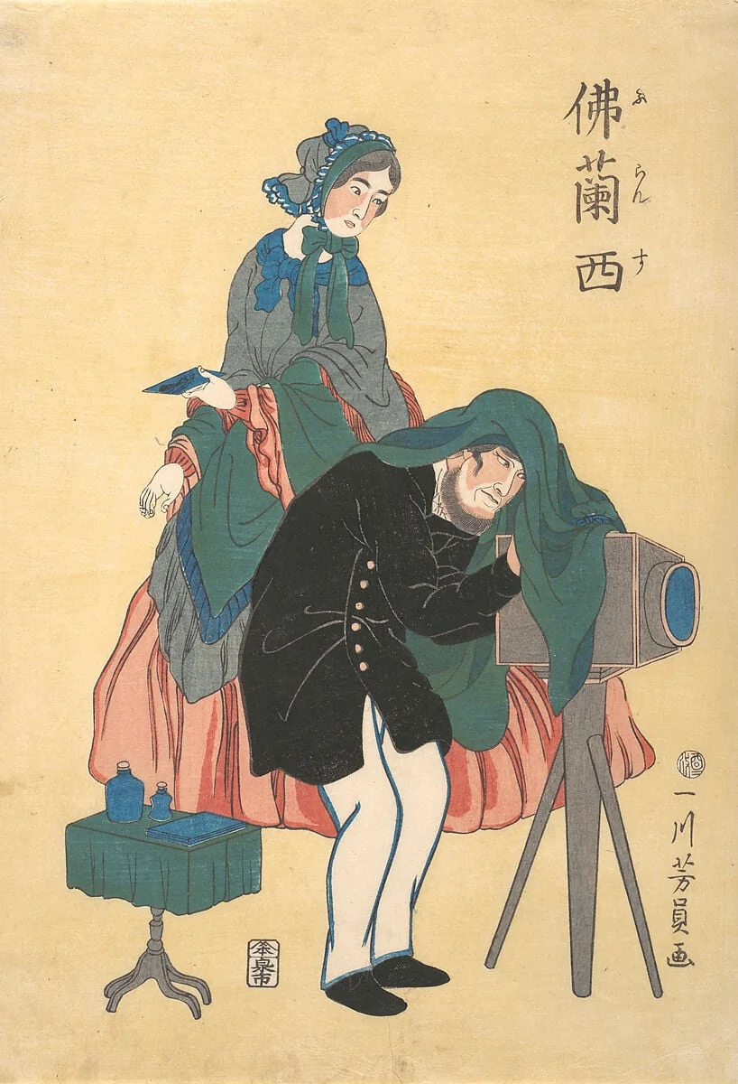 Furansu|French Photographer, by Utagawa Yoshikazu, ink, 1861