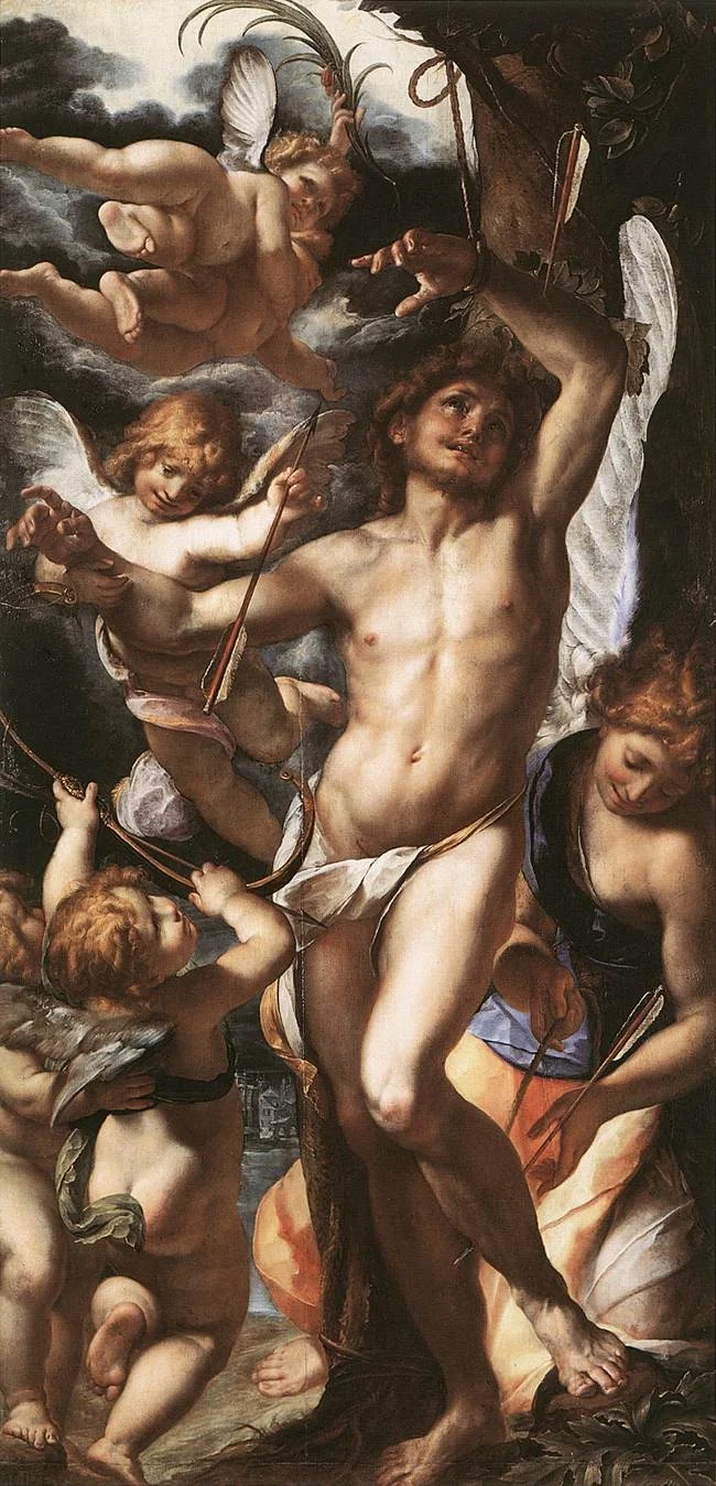 Saint Sebastian aided by the angels, by Giulio Cesare Procaccini, unspecified, 1610