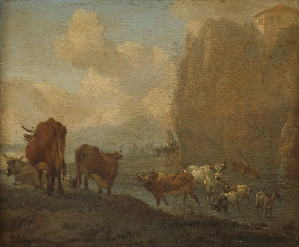 Herd near a river