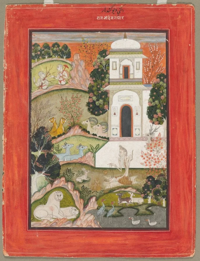 Devagandhara Ragini: An Ascetic in Retreat, from the Ragamala Series, by Unknown, unspecified, 1760