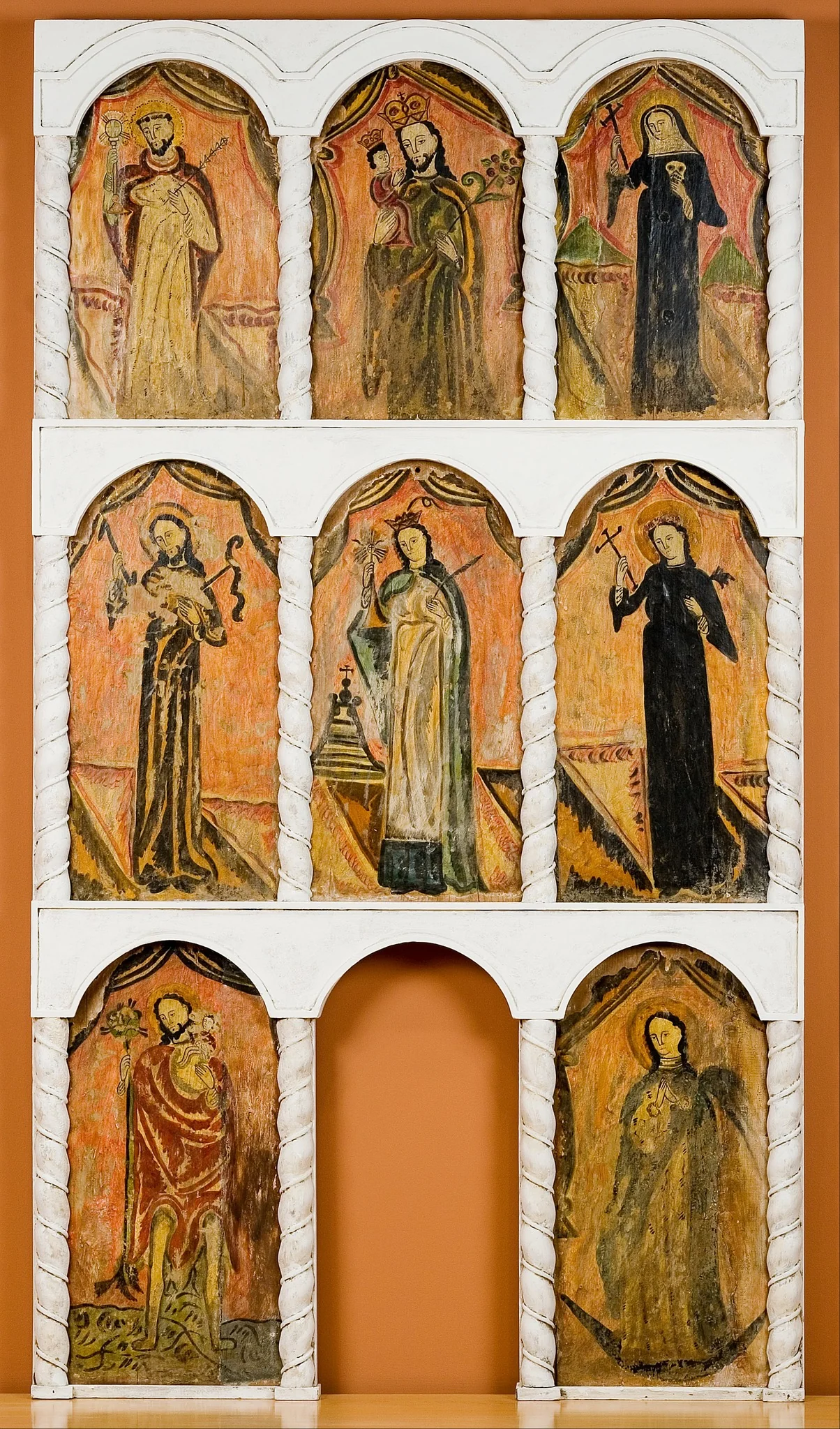 Altarscreen panels mounted in contemporary framework, by Antonio Molleno, unspecified, 1825