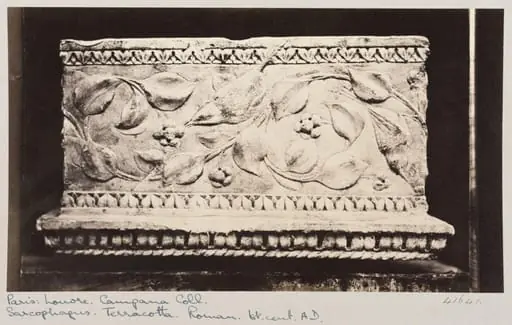 Bas-relief portion of marble tomb with birds and flowers