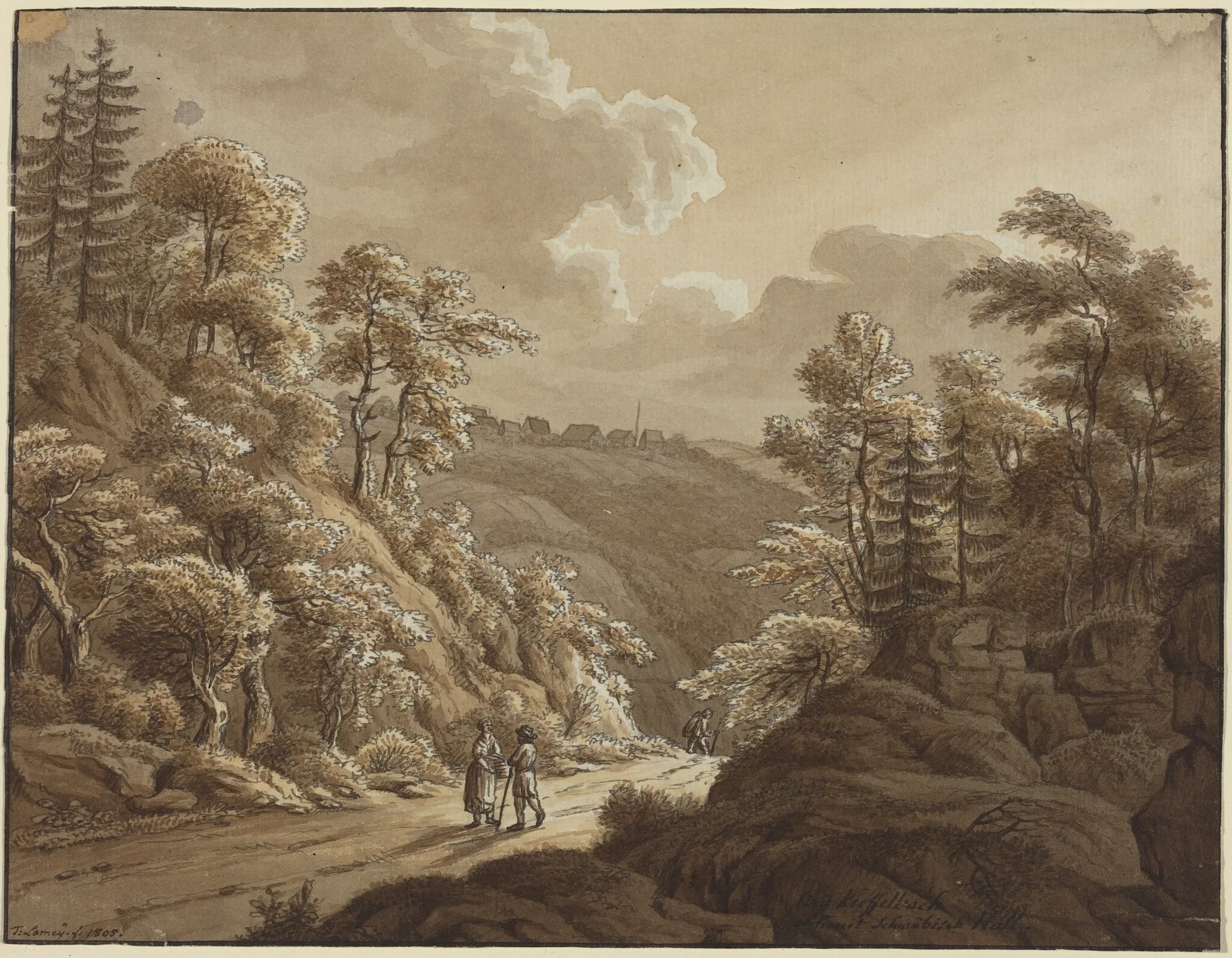 Road through the Woods near Kresselbach, by T. Lamey, ink, 1805