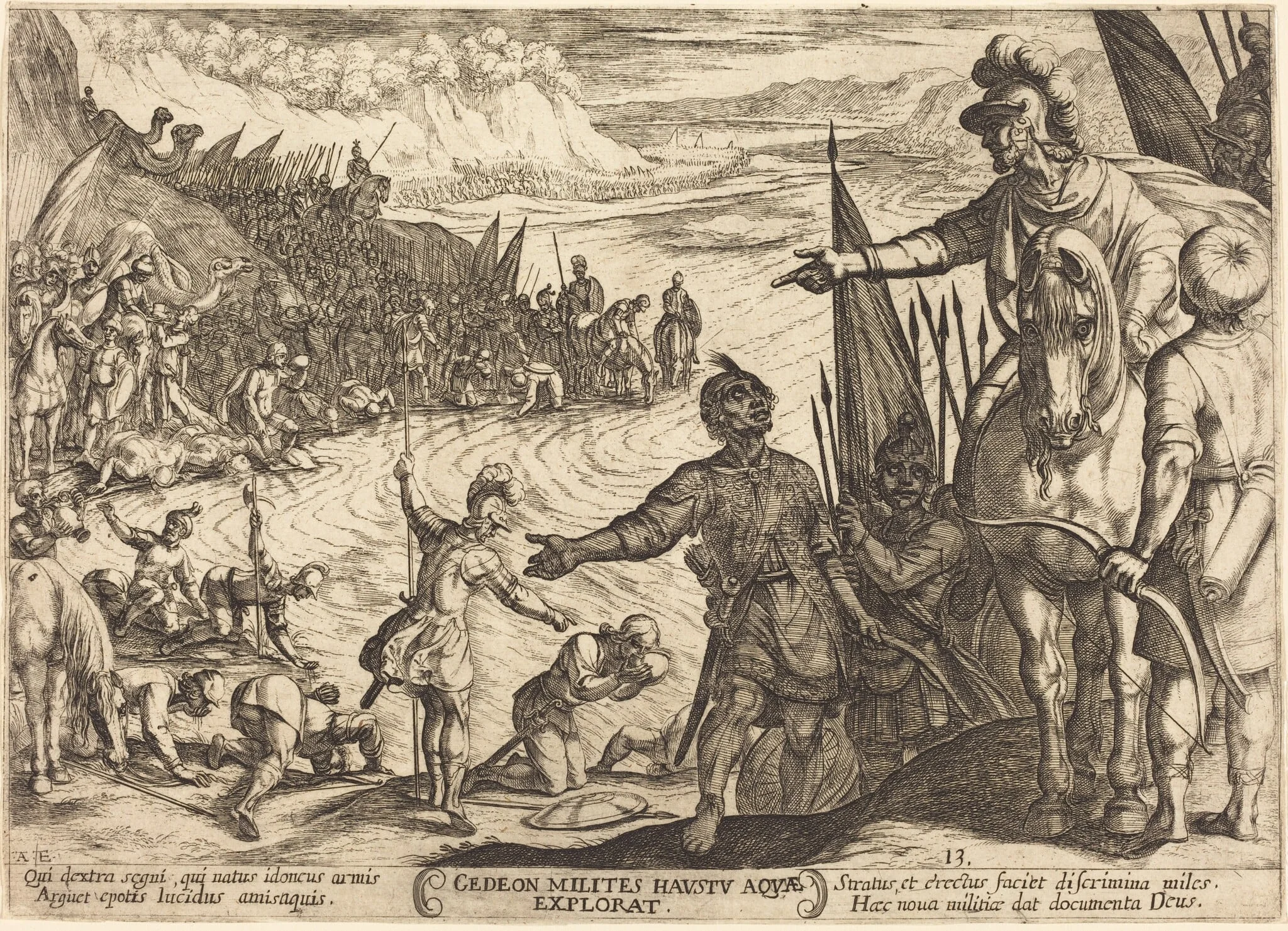 Gideon Chooses His Soldiers, by Antonio Tempesta, ink, 1613