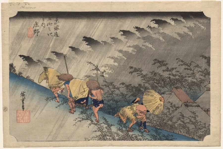 Driving Rain at Shōno, from Fifty-Three Stations of the Tokaidō, by Utagawa Hiroshige, 1833