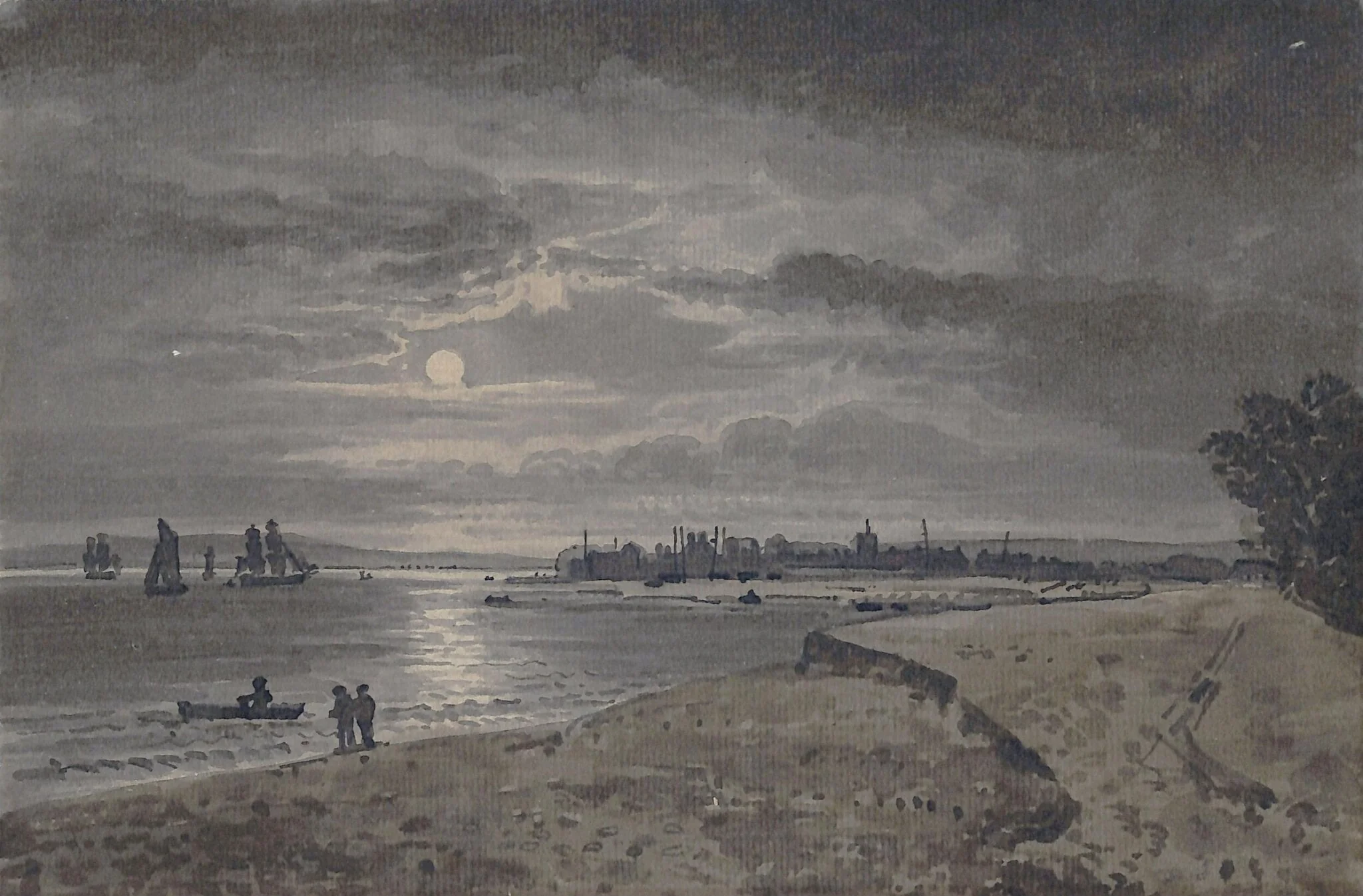 River scene, by George Barret, Sr., watercolor, 1767