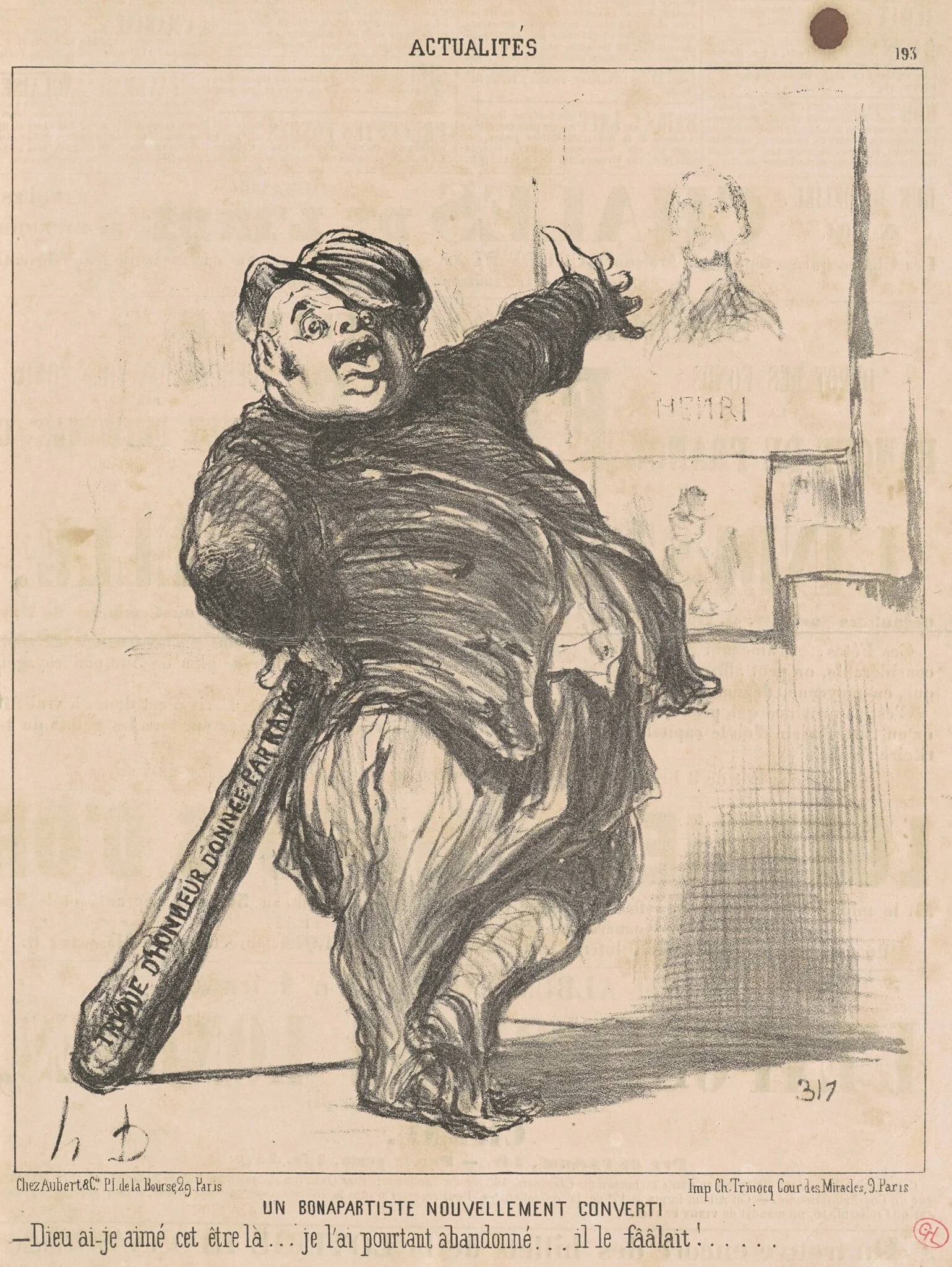 Un Bonapartiste nouvellement converti, by Honoré Daumier, ink, 1851