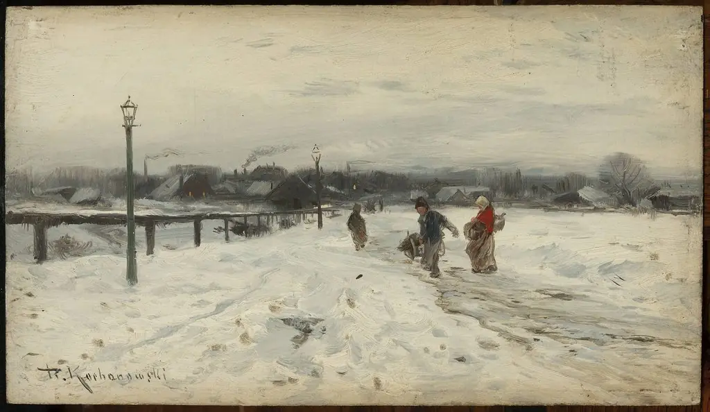 Suburban winter landscape