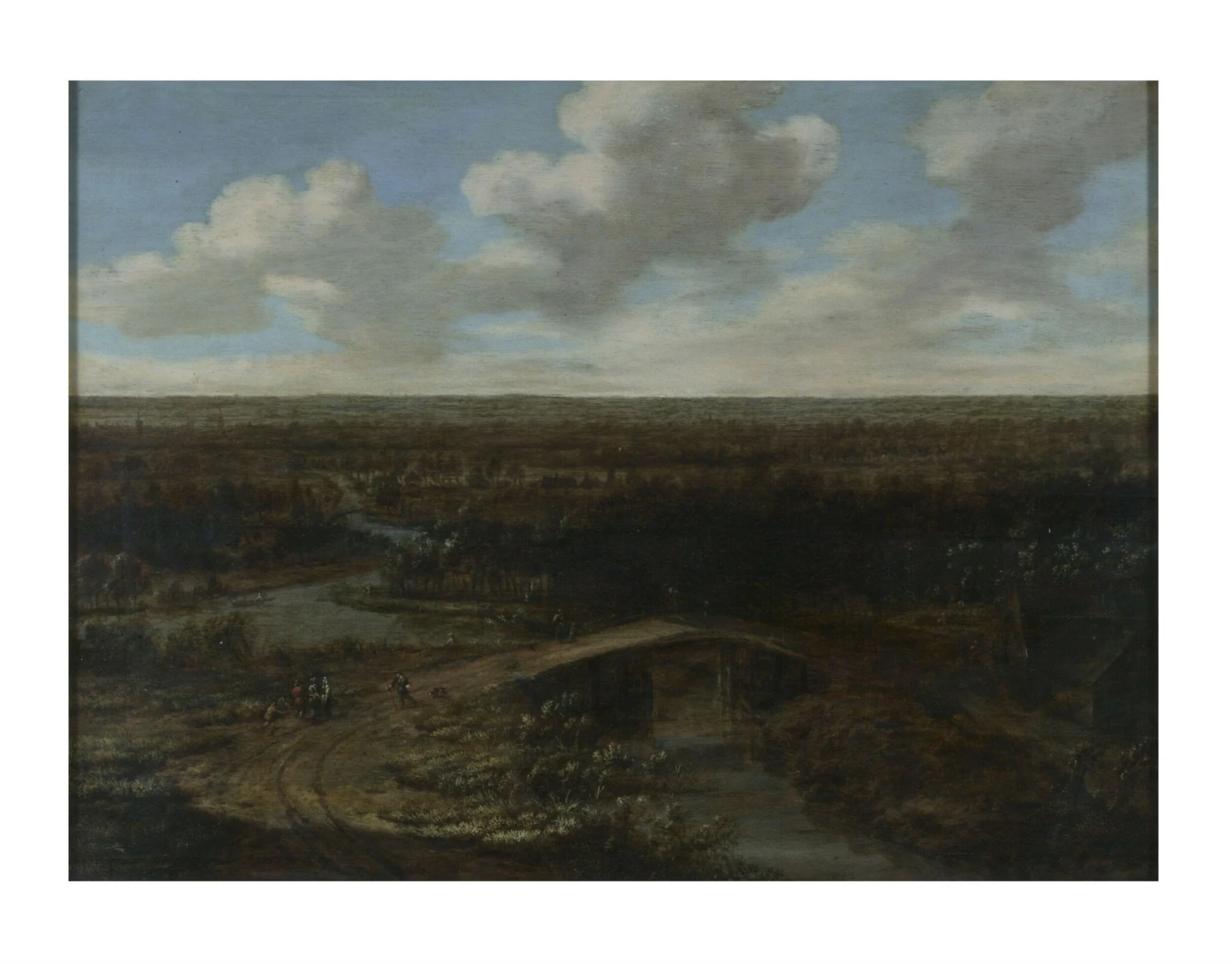Landscape with a town in the middle distance, by Unknown, oil, 1650