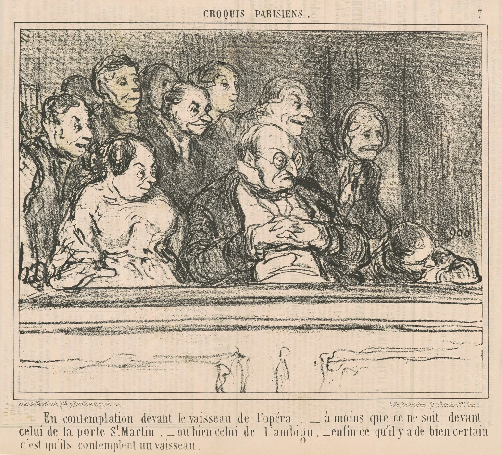 En contemplation devant le vaisseau de l'opera, by Honoré Daumier, ink, 1856
